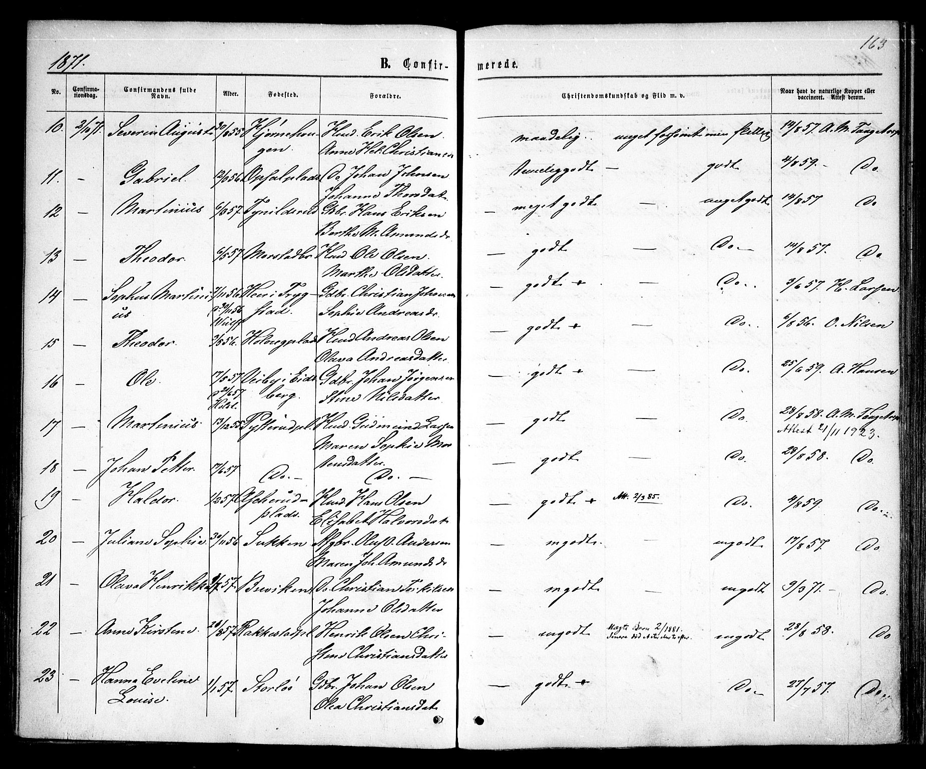 Rødenes prestekontor Kirkebøker, AV/SAO-A-2005/F/Fa/L0008: Parish register (official) no. I 8, 1869-1879, p. 163