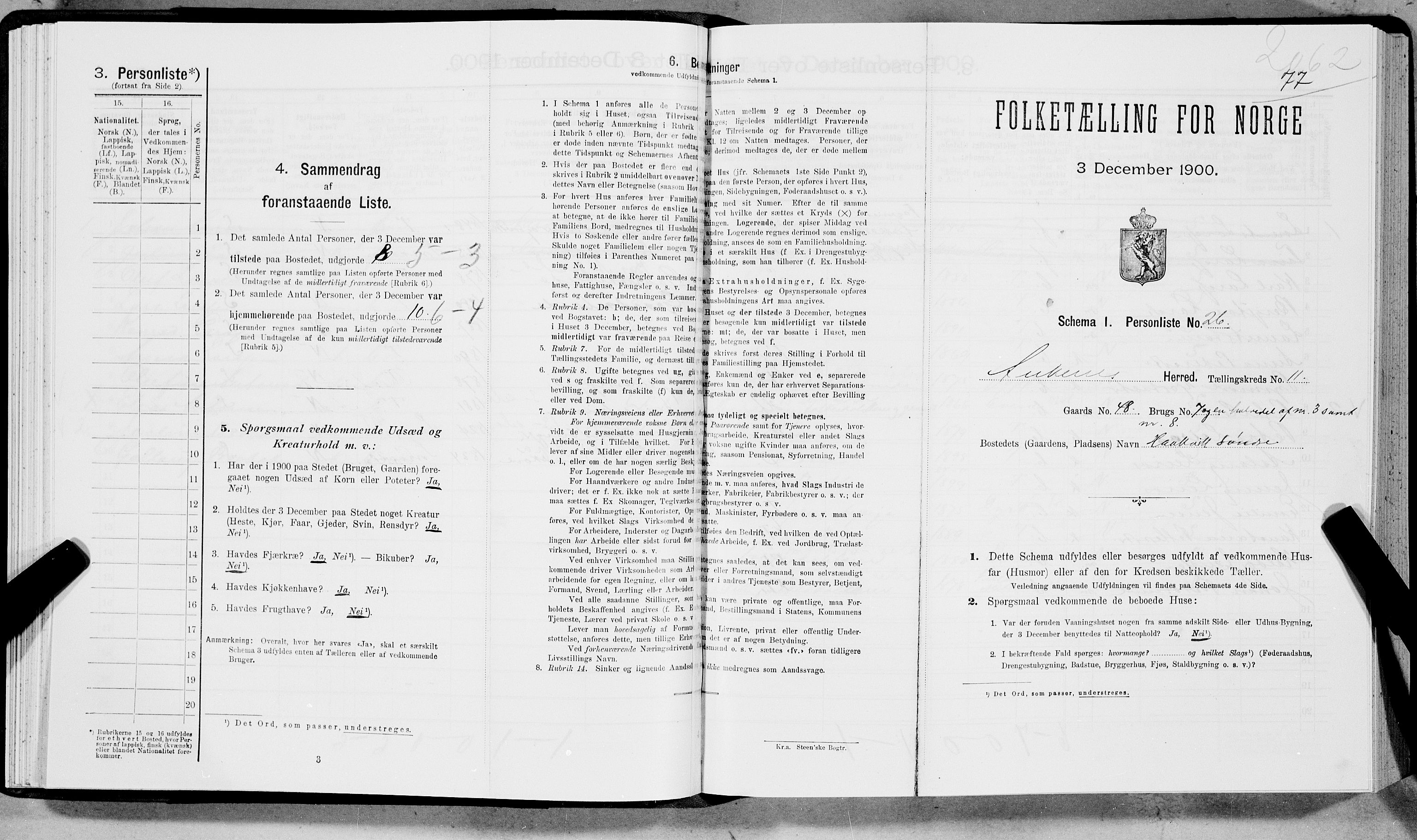 SAT, 1900 census for Ankenes, 1900, p. 1246