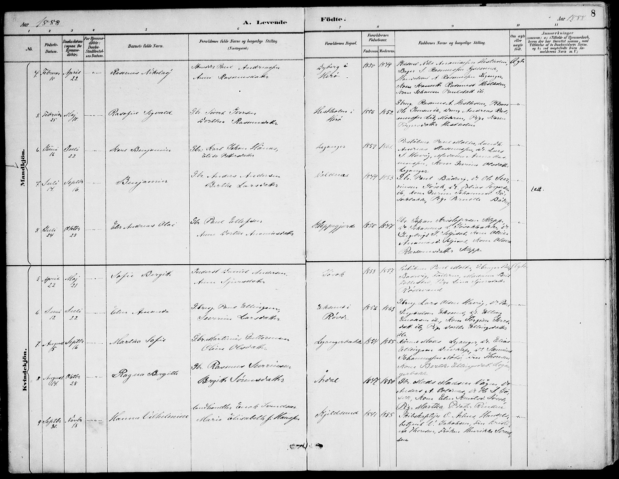 Ministerialprotokoller, klokkerbøker og fødselsregistre - Møre og Romsdal, AV/SAT-A-1454/508/L0095: Parish register (official) no. 508A02, 1887-1920, p. 8