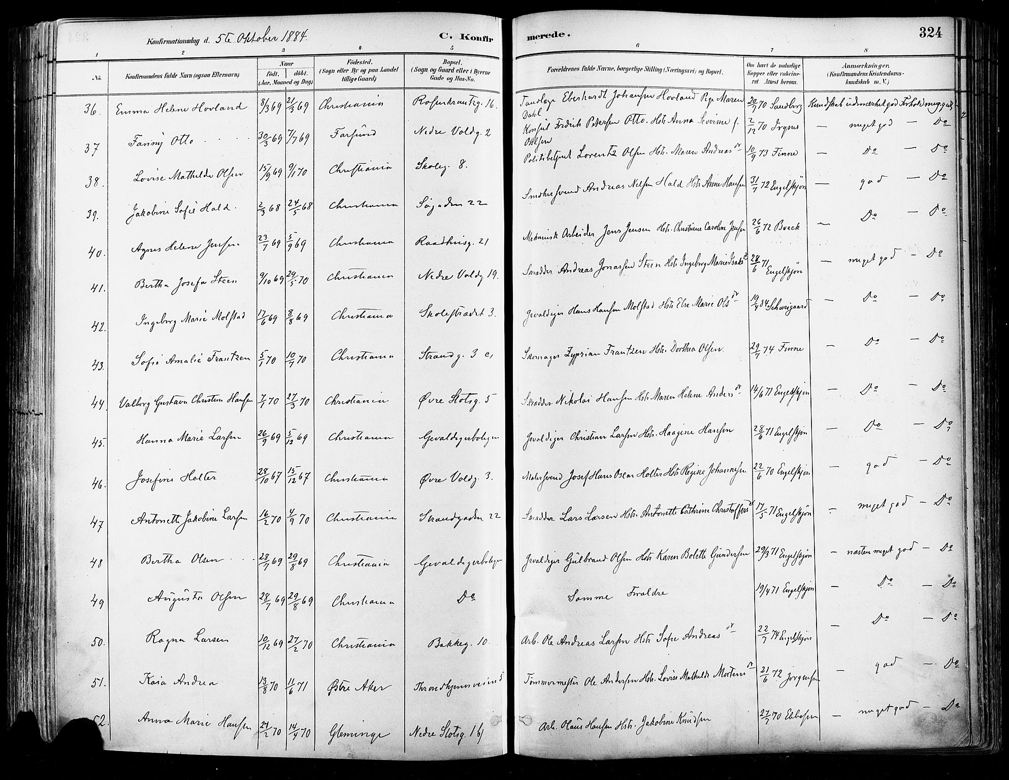 Johannes prestekontor Kirkebøker, AV/SAO-A-10852/F/Fa/L0003: Parish register (official) no. 3, 1882-1896, p. 324