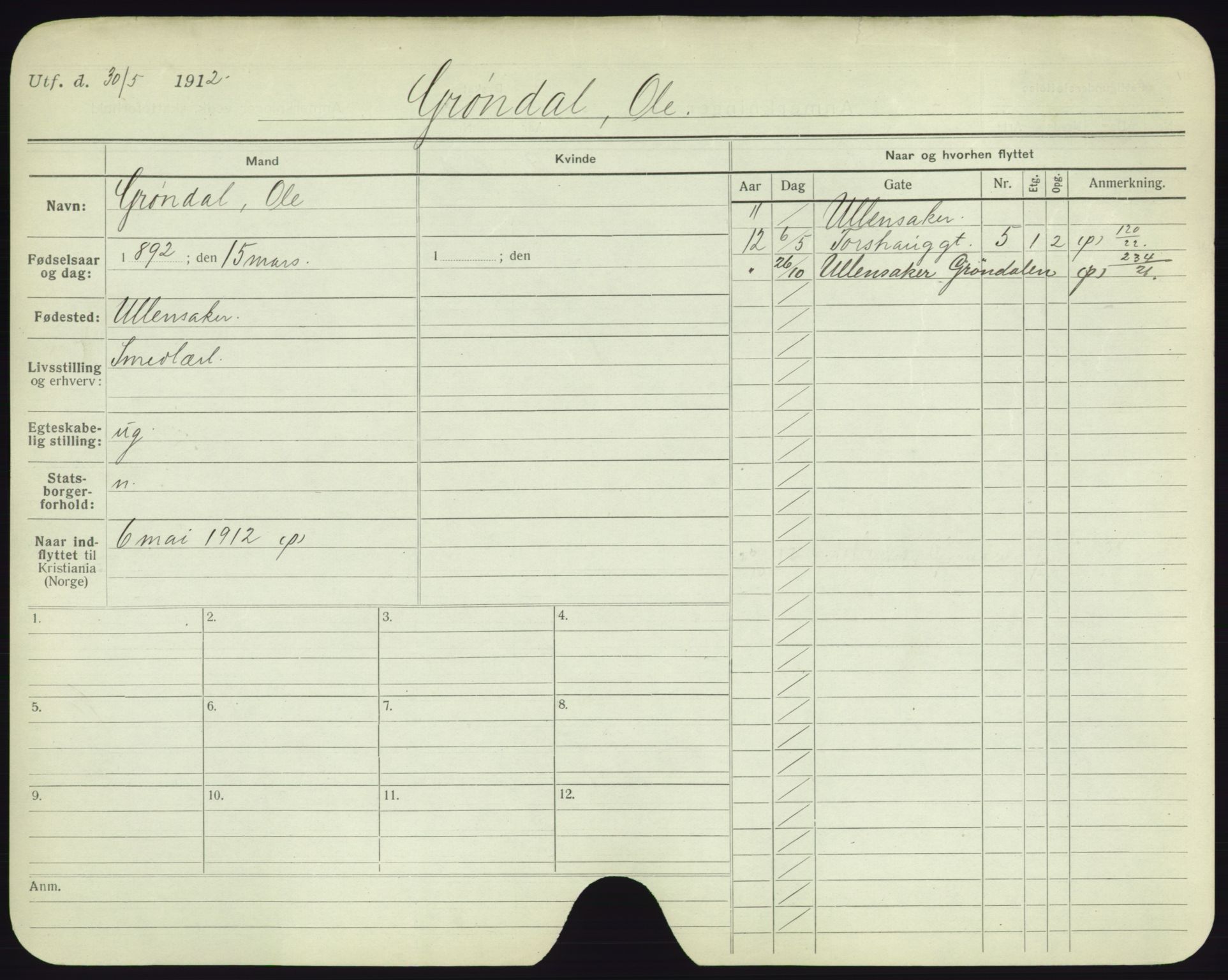 Oslo folkeregister, Registerkort, AV/SAO-A-11715/F/Fa/Fac/L0003: Menn, 1906-1914, p. 653a