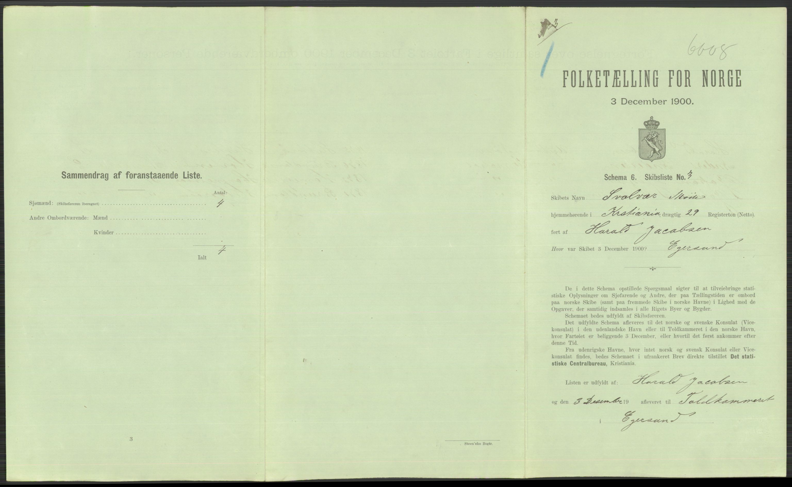 RA, 1900 Census - ship lists from ships in Norwegian harbours, harbours abroad and at sea, 1900, p. 839