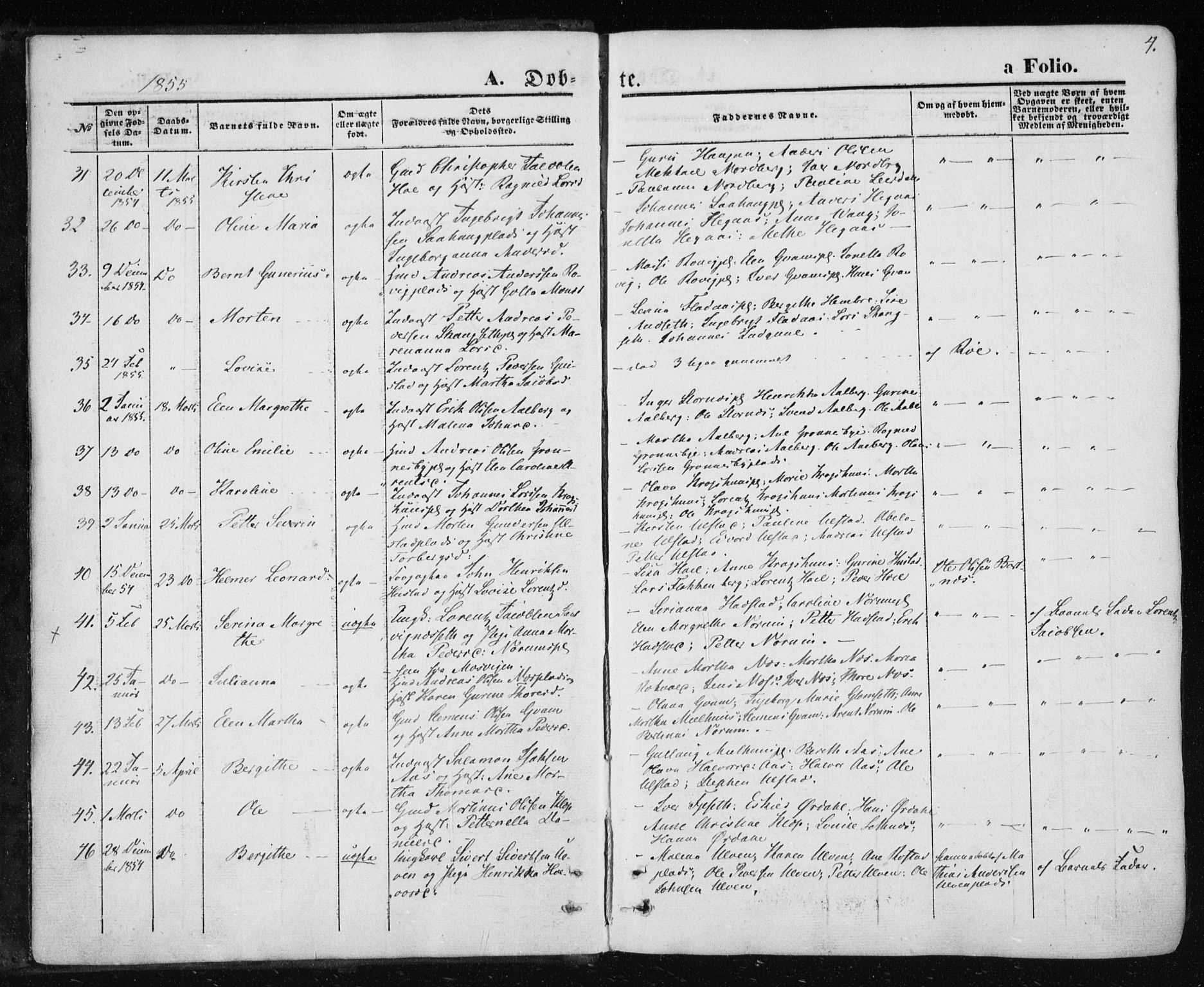 Ministerialprotokoller, klokkerbøker og fødselsregistre - Nord-Trøndelag, SAT/A-1458/730/L0283: Parish register (official) no. 730A08, 1855-1865, p. 4