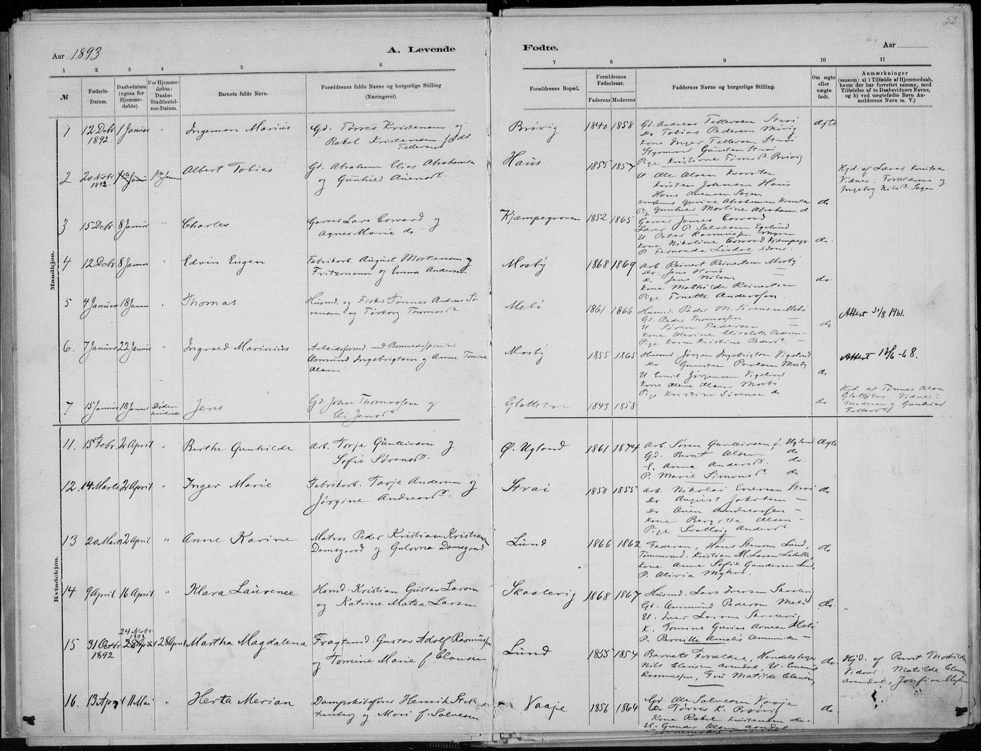 Oddernes sokneprestkontor, SAK/1111-0033/F/Fa/Faa/L0009: Parish register (official) no. A 9, 1884-1896, p. 52