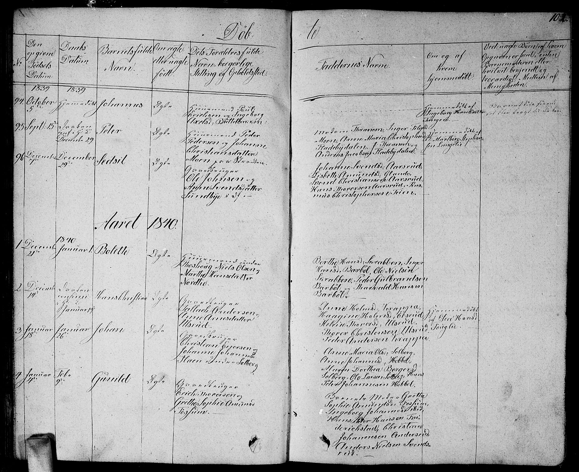 Enebakk prestekontor Kirkebøker, SAO/A-10171c/G/Ga/L0003: Parish register (copy) no. I 3, 1833-1849, p. 102