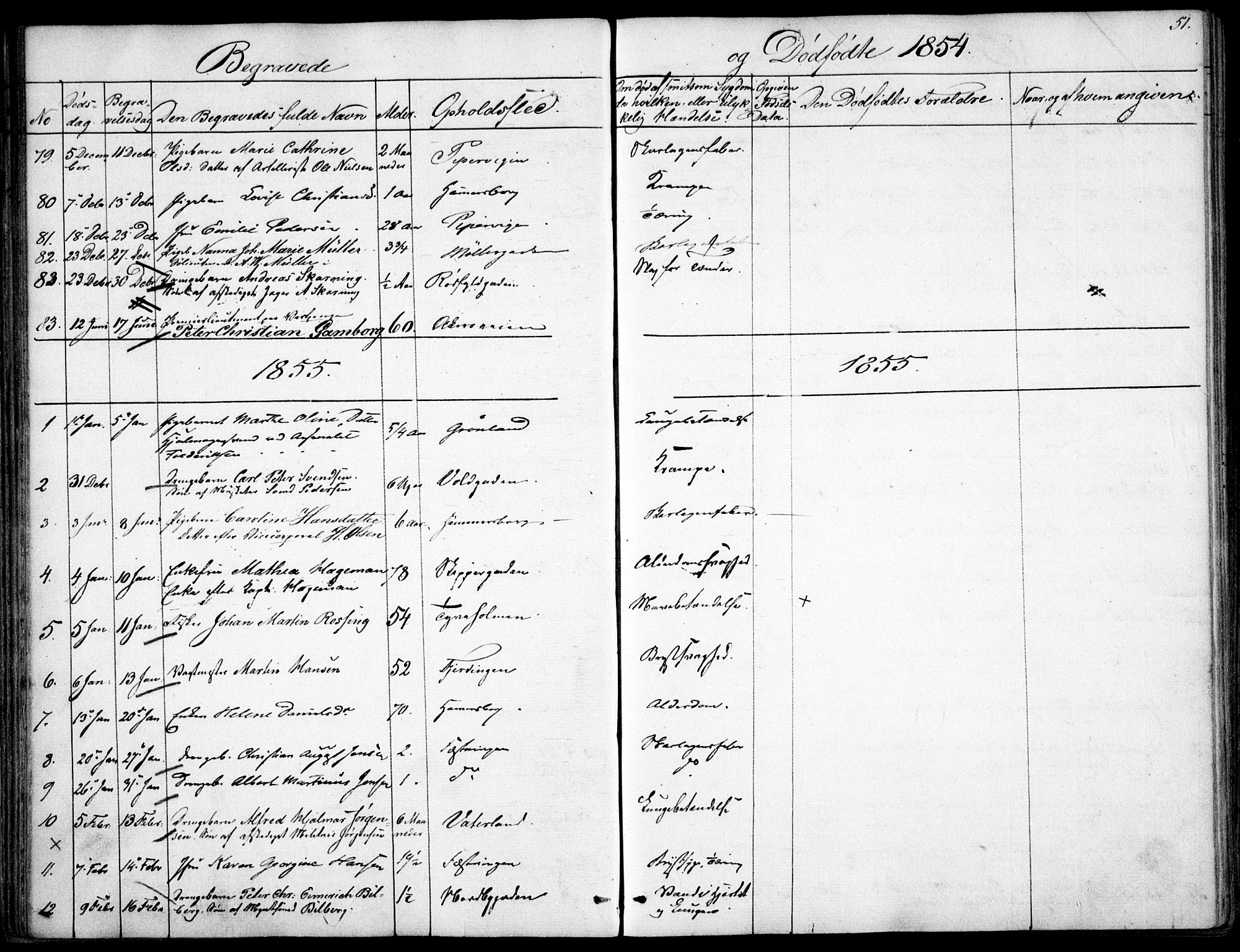 Garnisonsmenigheten Kirkebøker, SAO/A-10846/F/Fa/L0009: Parish register (official) no. 9, 1842-1859, p. 51