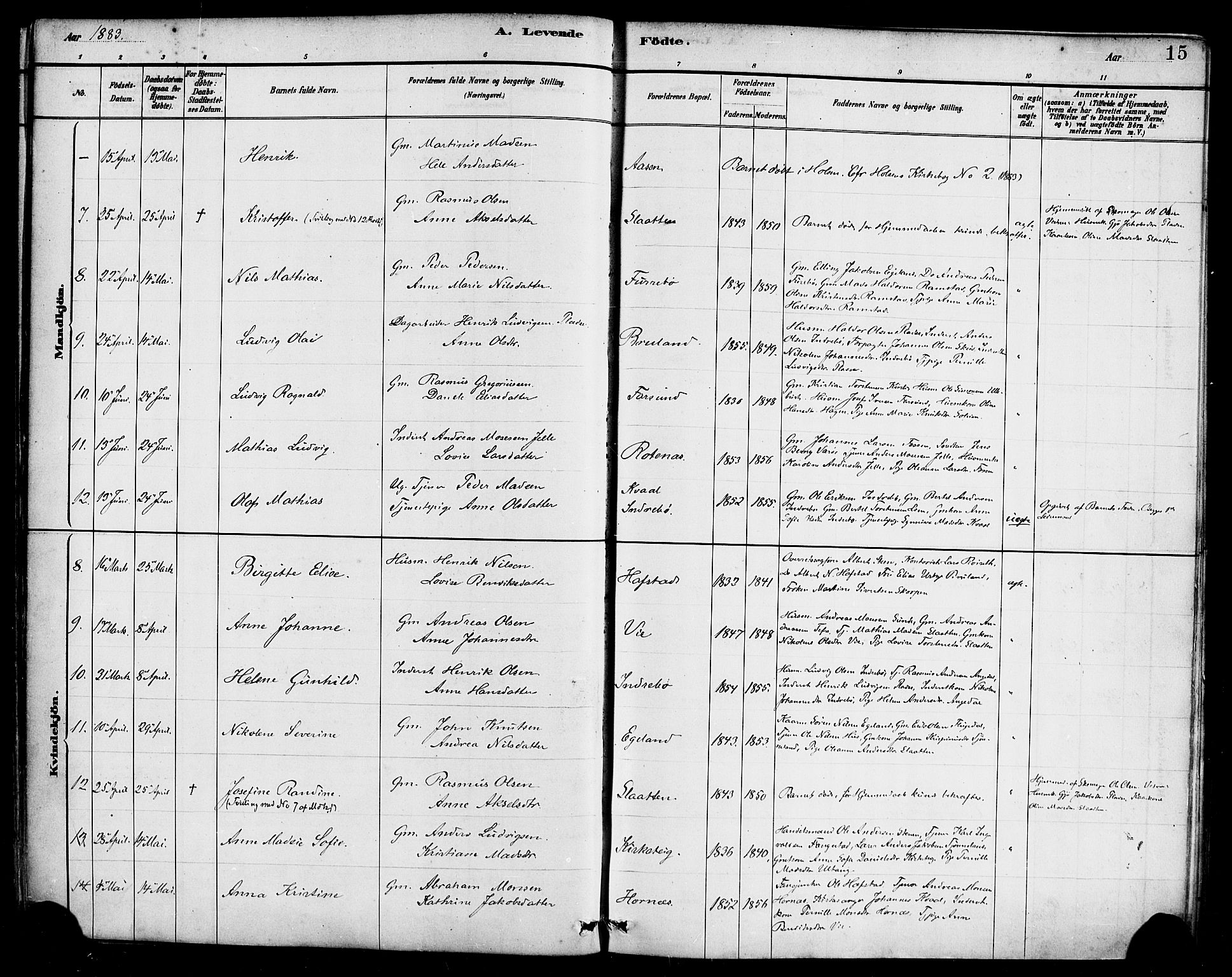 Førde sokneprestembete, SAB/A-79901/H/Haa/Haab/L0001: Parish register (official) no. B 1, 1880-1898, p. 15