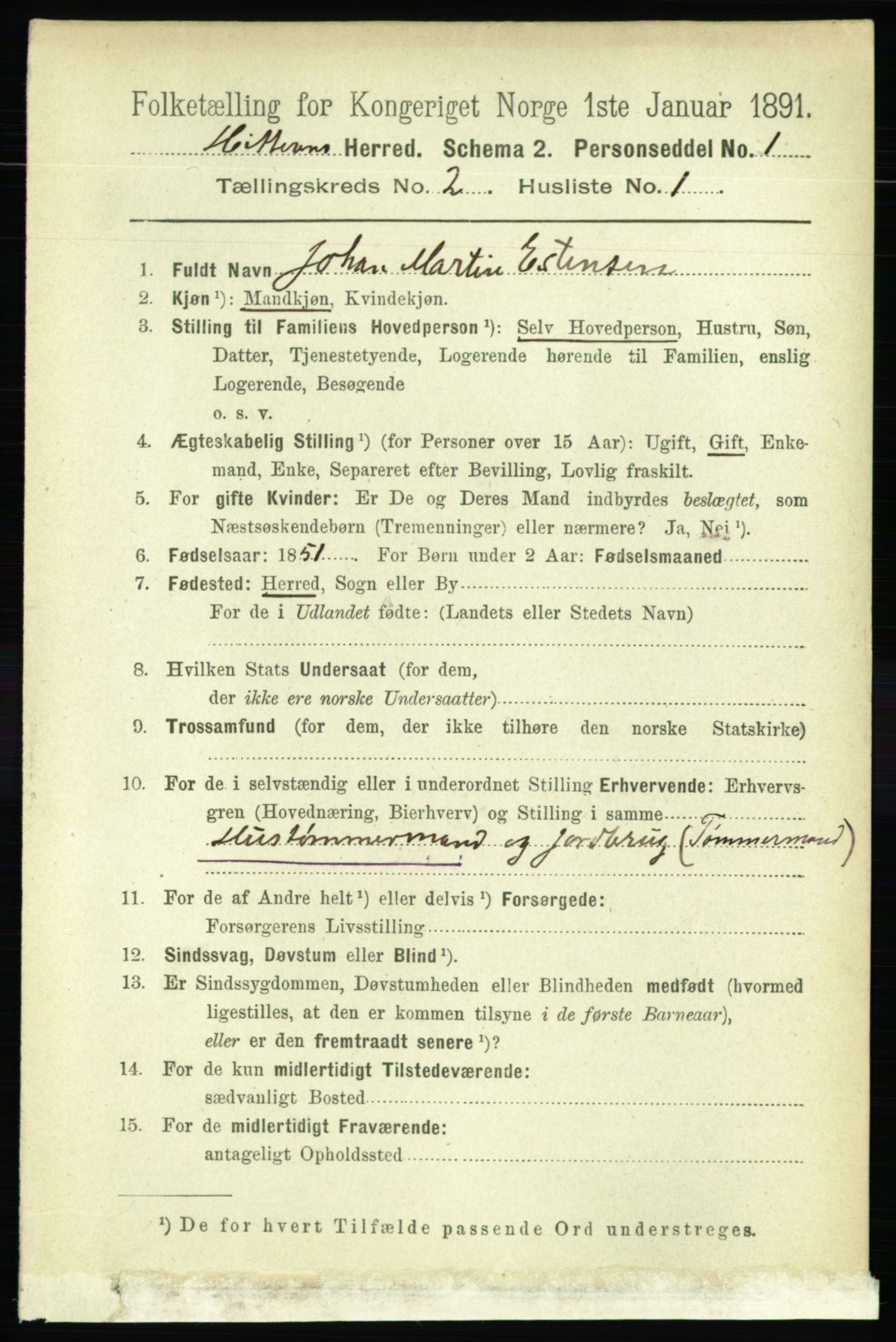 RA, 1891 census for 1617 Hitra, 1891, p. 223