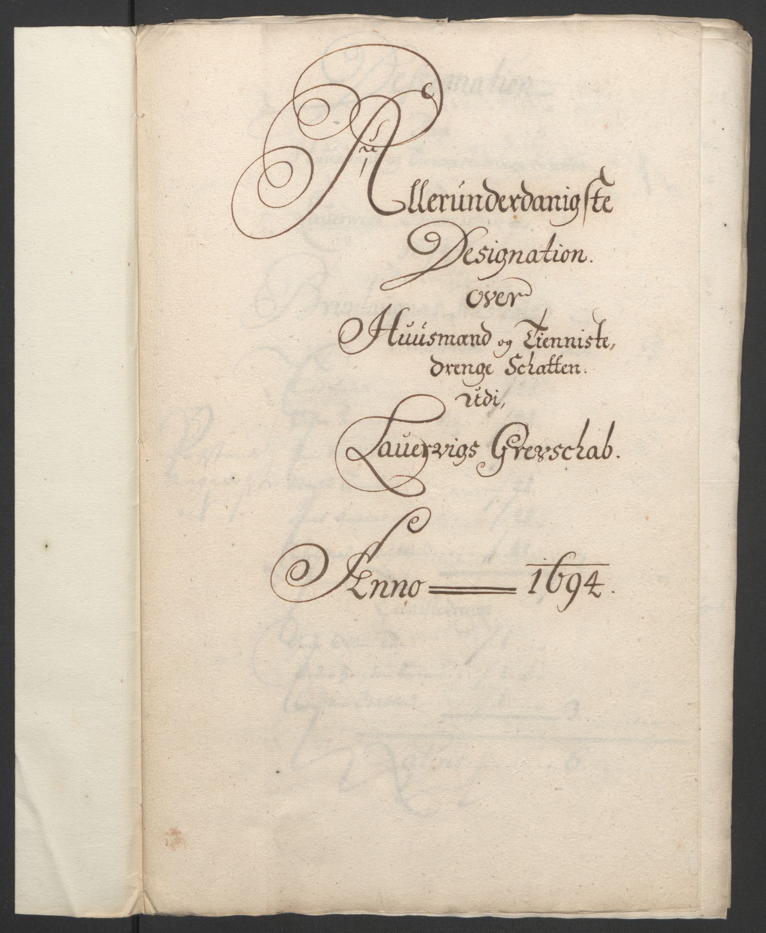 Rentekammeret inntil 1814, Reviderte regnskaper, Fogderegnskap, RA/EA-4092/R33/L1974: Fogderegnskap Larvik grevskap, 1693-1695, p. 160