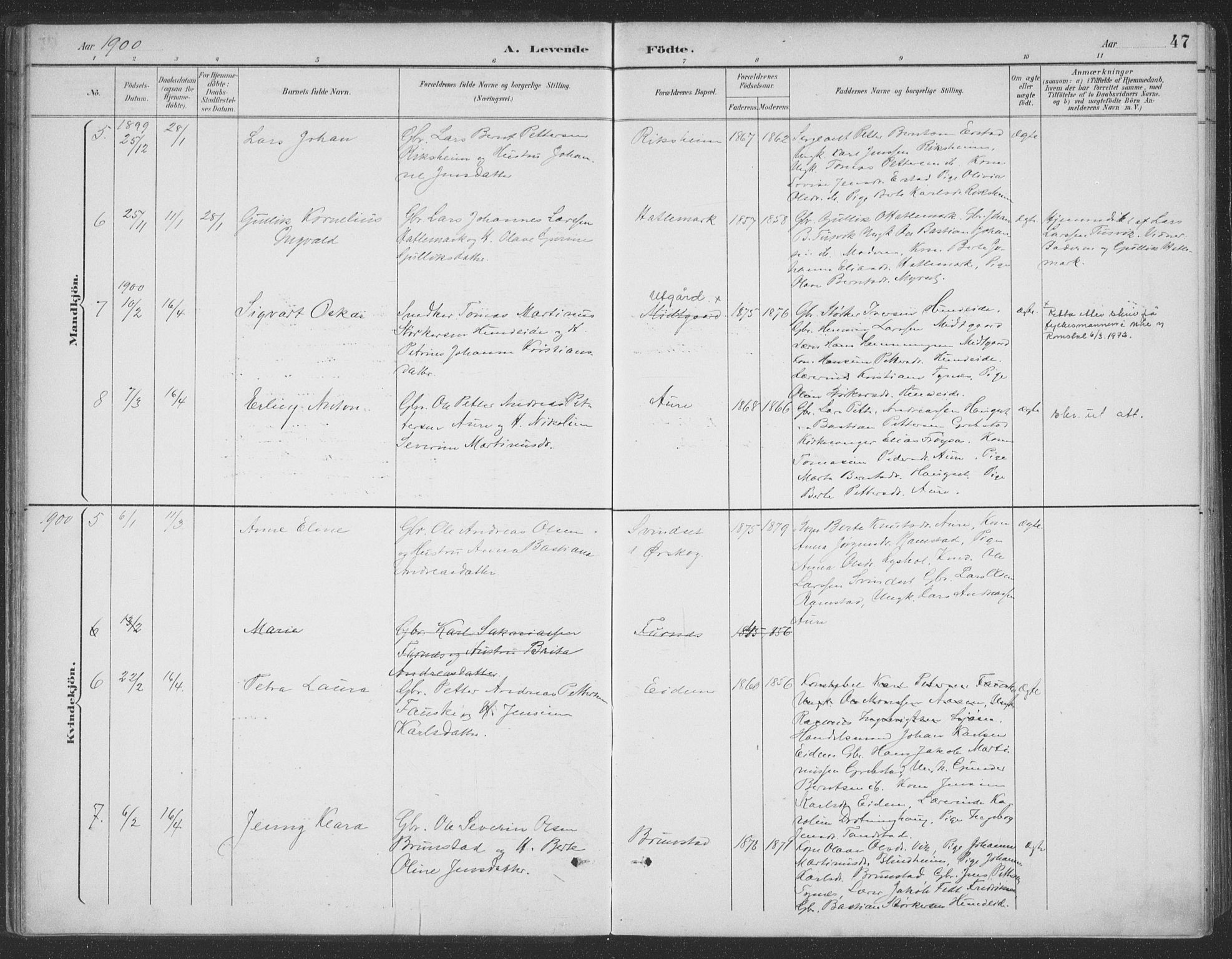 Ministerialprotokoller, klokkerbøker og fødselsregistre - Møre og Romsdal, AV/SAT-A-1454/523/L0335: Parish register (official) no. 523A02, 1891-1911, p. 47