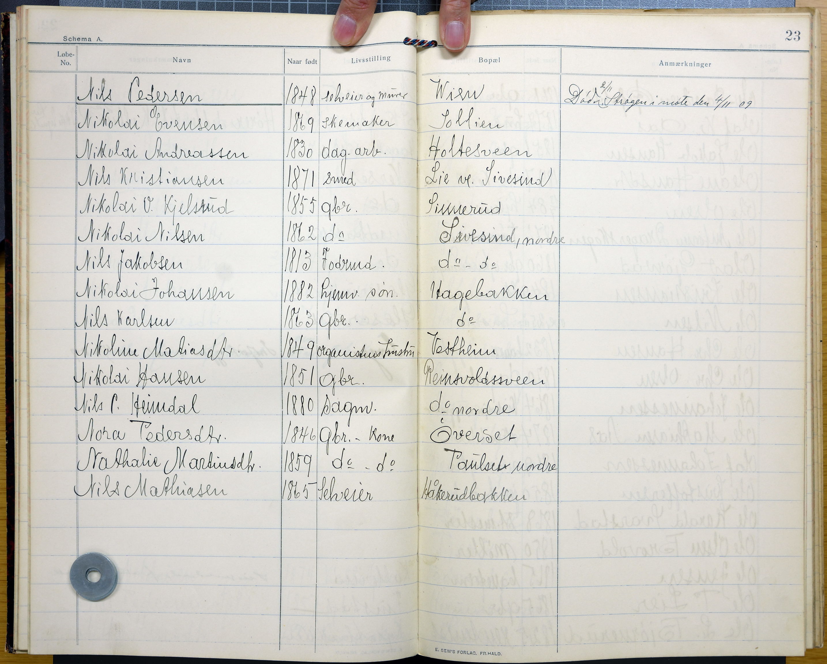 Vestre Toten kommunearkiv*, KVT/-/-/-: Utkast til manntall over stemmeberettigede innbyggere i Vestre Toten valgsokn, 1909, p. 23