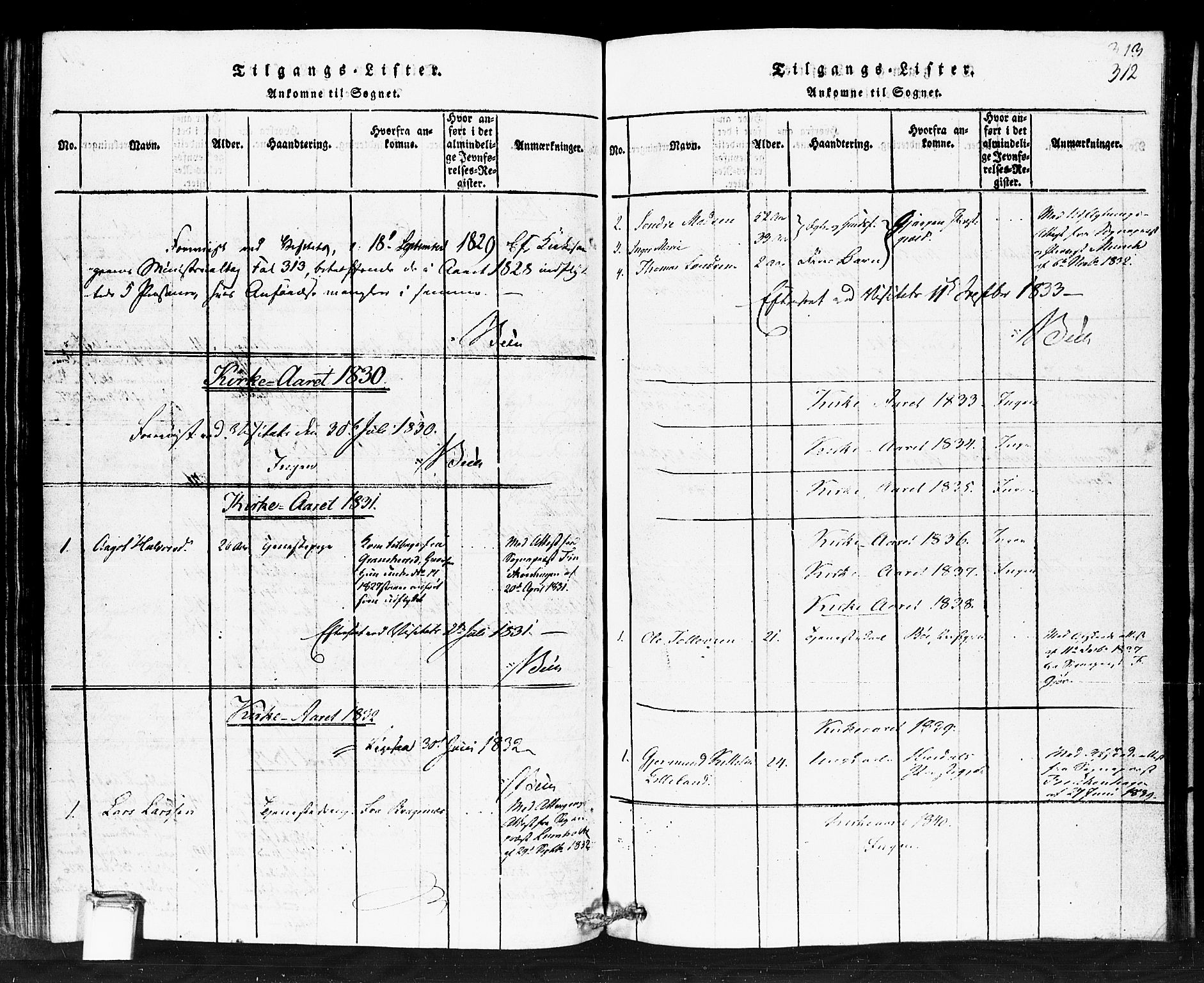 Gransherad kirkebøker, SAKO/A-267/F/Fb/L0002: Parish register (official) no. II 2, 1815-1843, p. 312