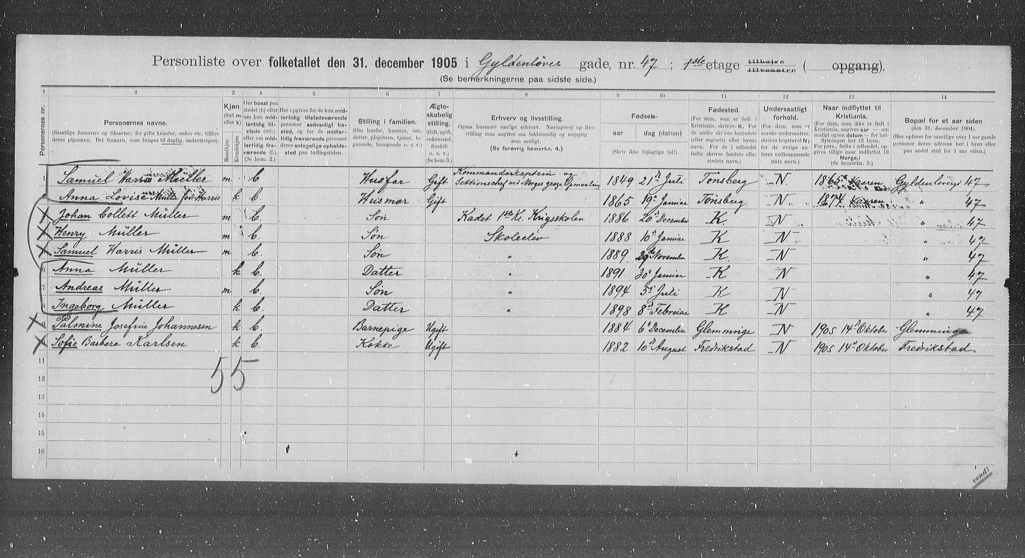 OBA, Municipal Census 1905 for Kristiania, 1905, p. 17180