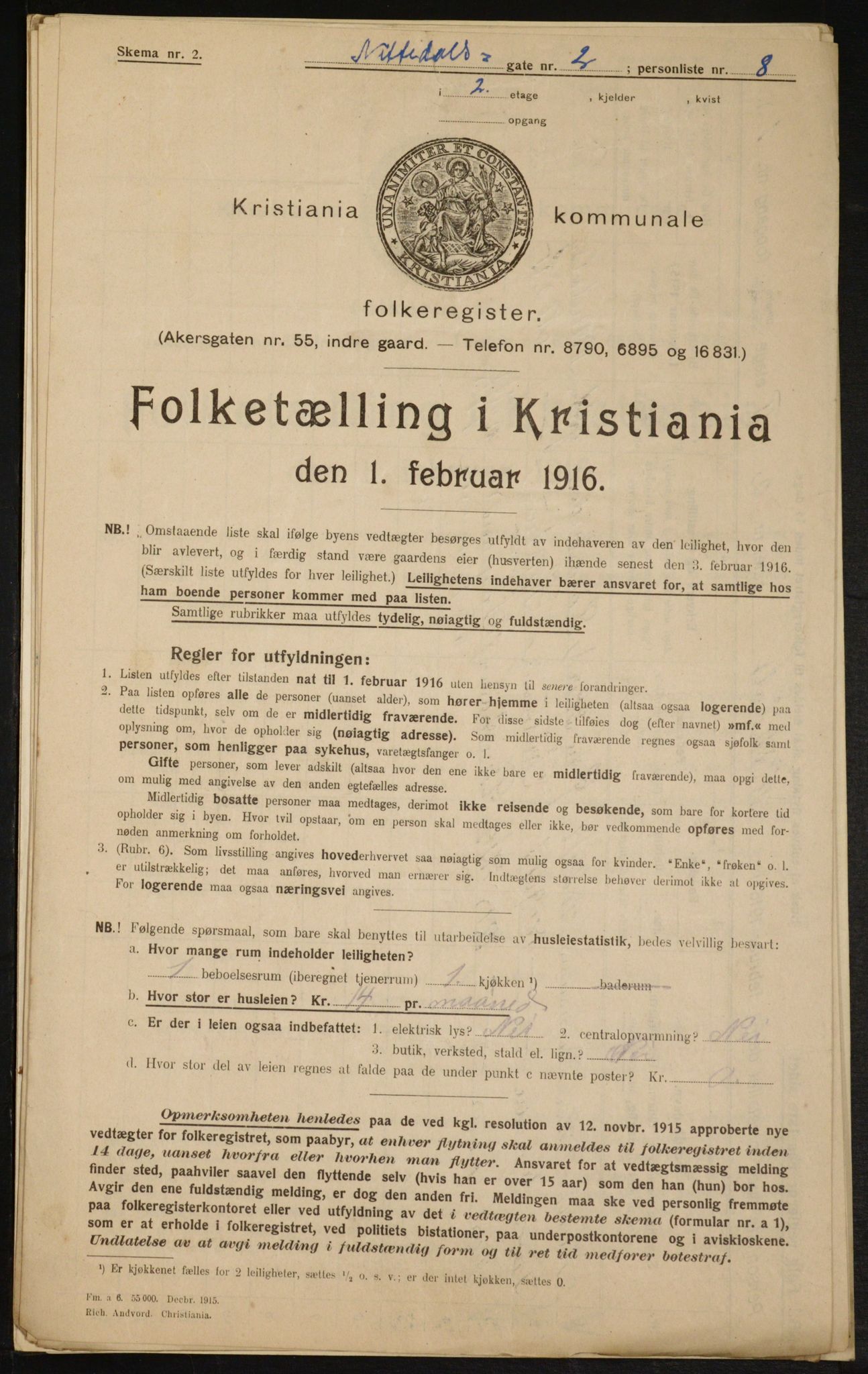 OBA, Municipal Census 1916 for Kristiania, 1916, p. 72990