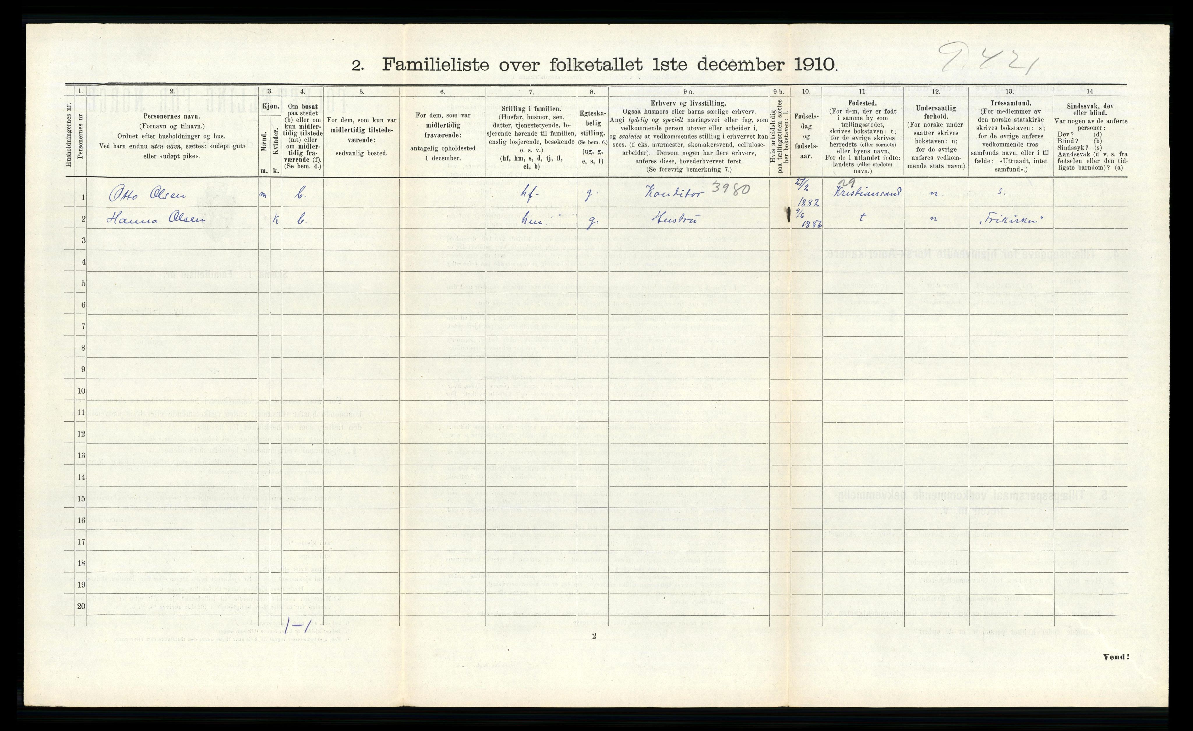 RA, 1910 census for Brevik, 1910, p. 1591