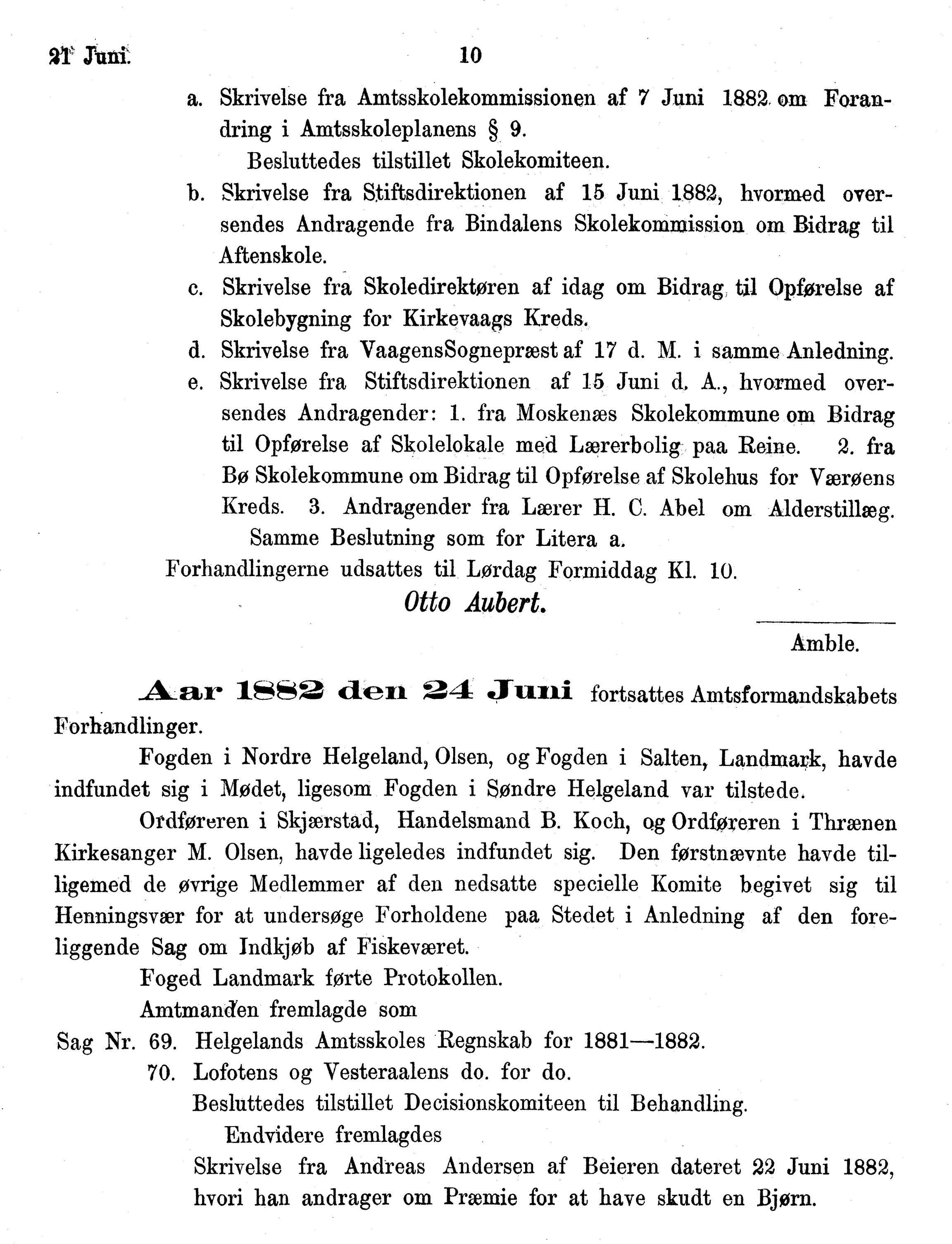 Nordland Fylkeskommune. Fylkestinget, AIN/NFK-17/176/A/Ac/L0014: Fylkestingsforhandlinger 1881-1885, 1881-1885, p. 10