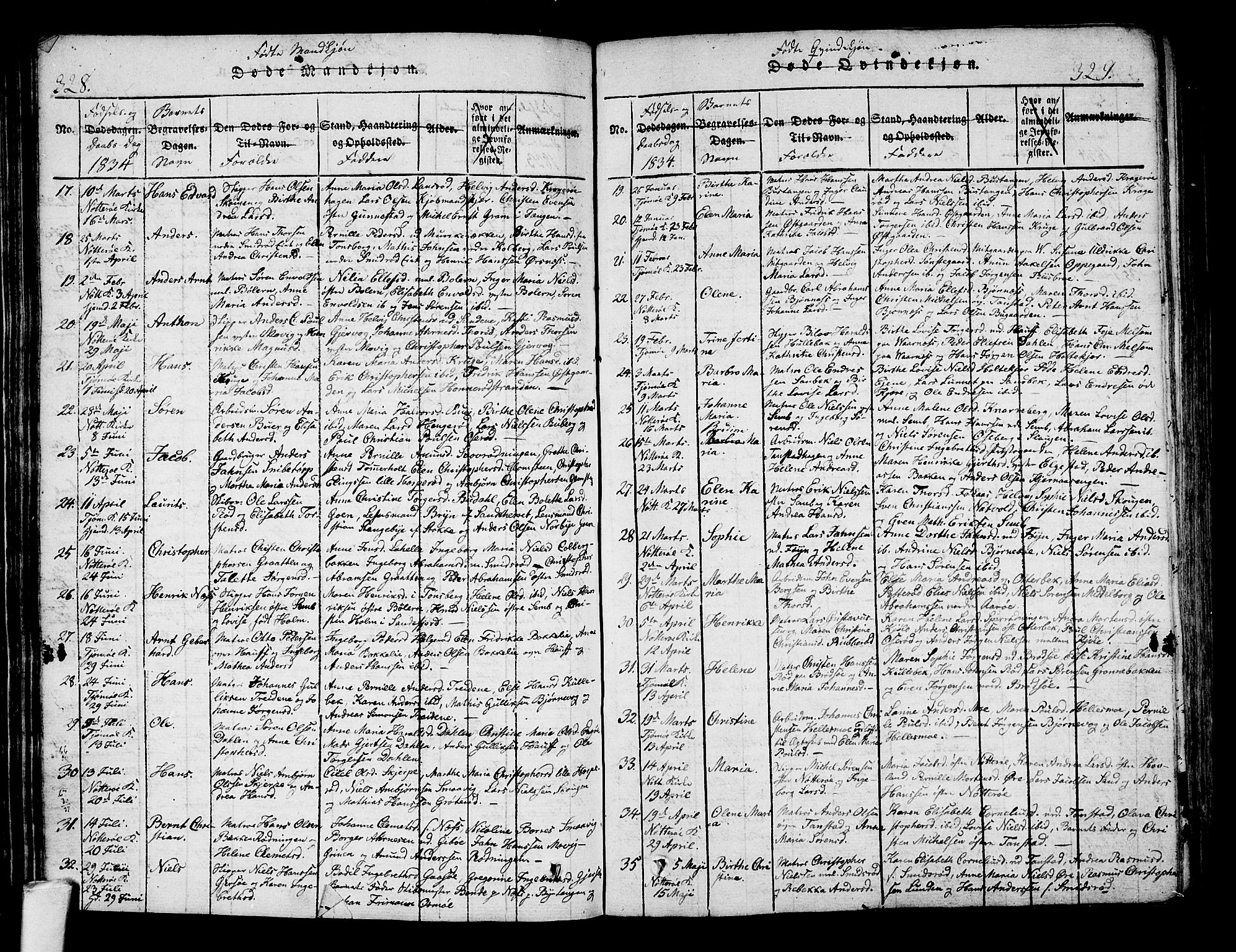 Nøtterøy kirkebøker, AV/SAKO-A-354/F/Fa/L0004: Parish register (official) no. I 4, 1814-1838, p. 328-329