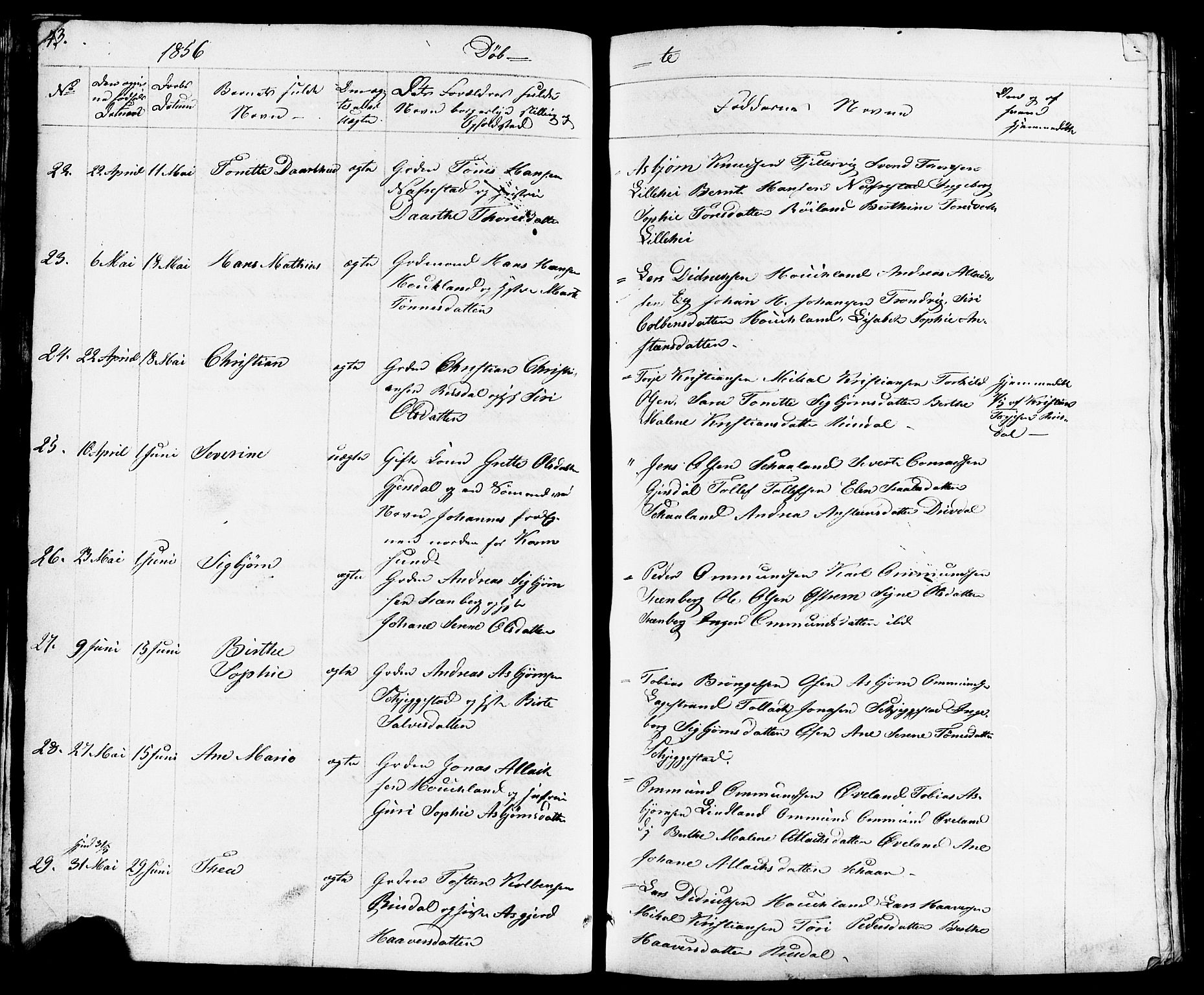 Lund sokneprestkontor, AV/SAST-A-101809/S07/L0003: Parish register (copy) no. B 3, 1848-1885, p. 43