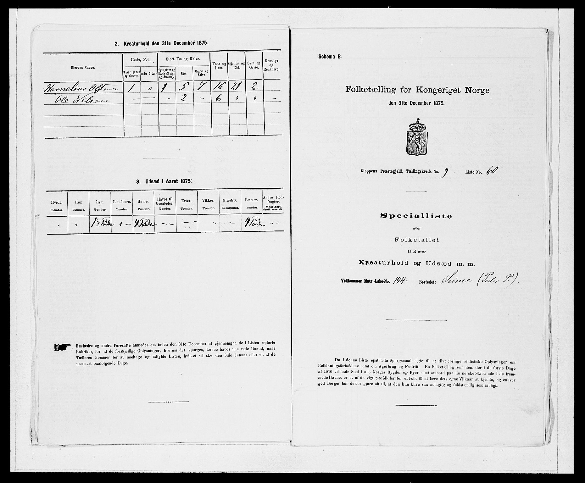 SAB, 1875 Census for 1445P Gloppen, 1875, p. 1071