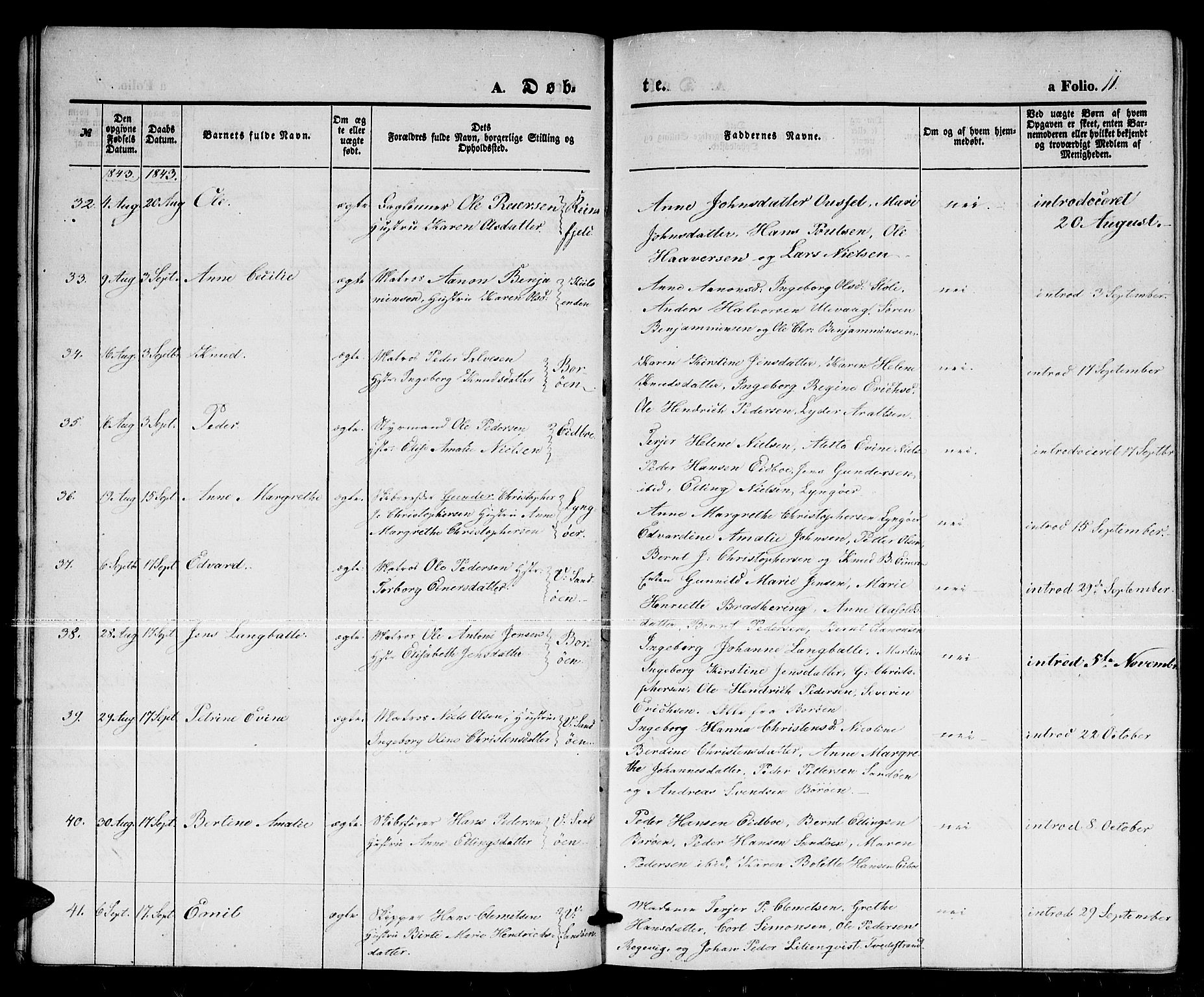 Dypvåg sokneprestkontor, AV/SAK-1111-0007/F/Fb/Fba/L0010: Parish register (copy) no. B 10, 1842-1857, p. 11