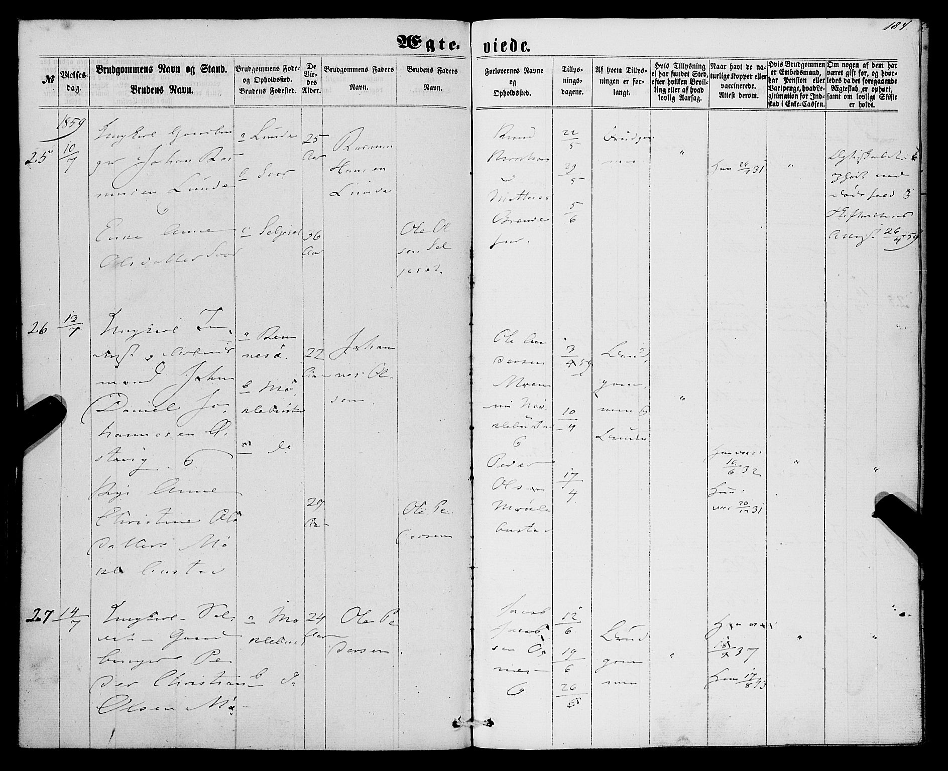 Eid sokneprestembete, AV/SAB-A-82301/H/Haa/Haaa/L0008: Parish register (official) no. A 8, 1858-1860, p. 184