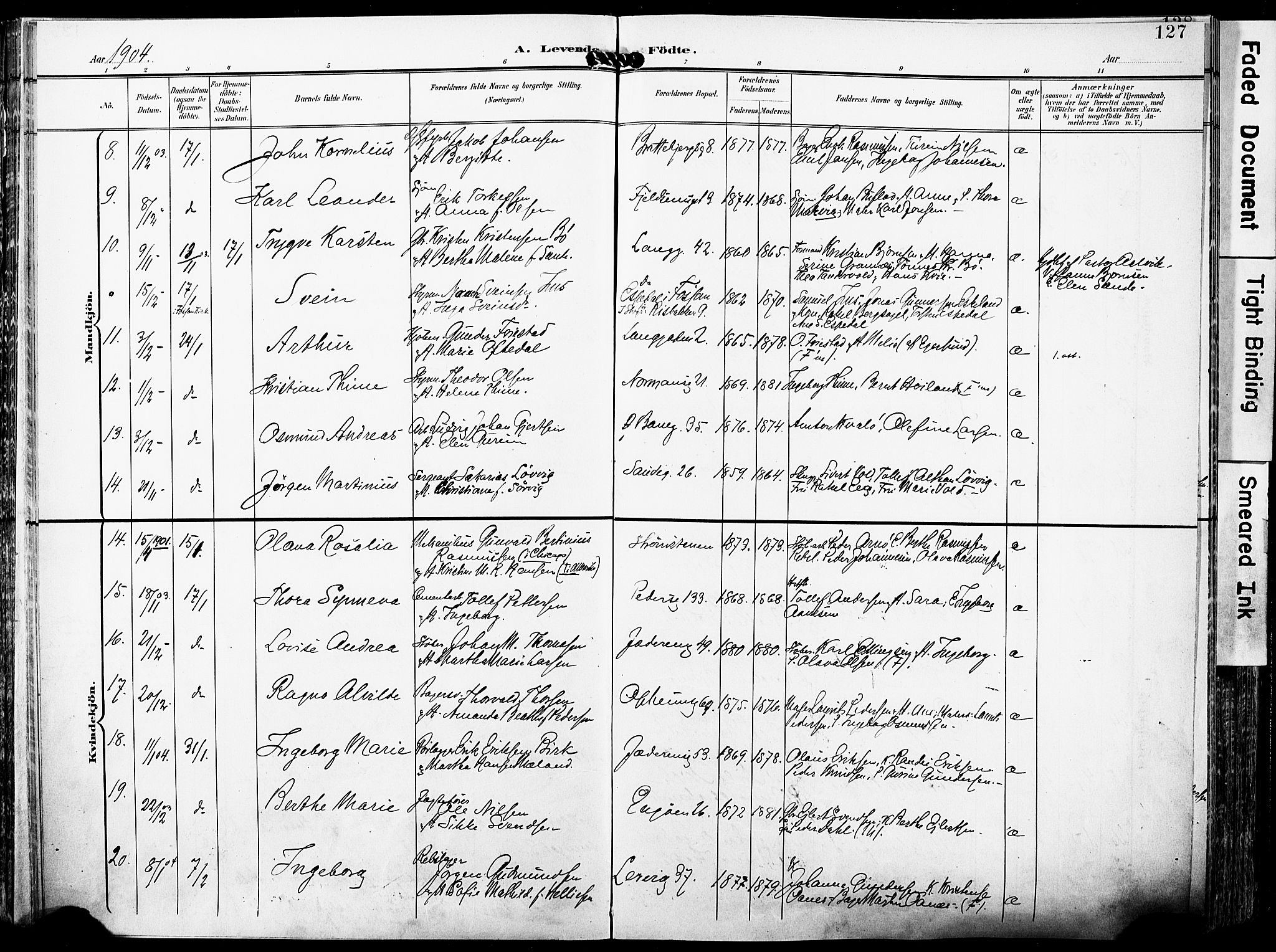 St. Johannes sokneprestkontor, SAST/A-101814/001/30/30BA/L0007: Parish register (official) no. A 7, 1900-1910, p. 127