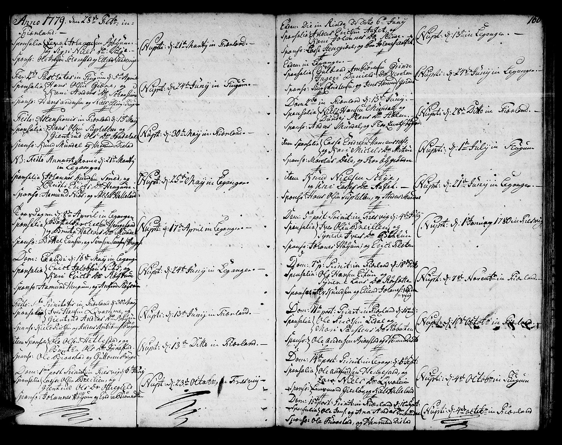 Leikanger sokneprestembete, AV/SAB-A-81001/H/Haa/Haaa/L0004: Parish register (official) no. A 4, 1770-1791, p. 160