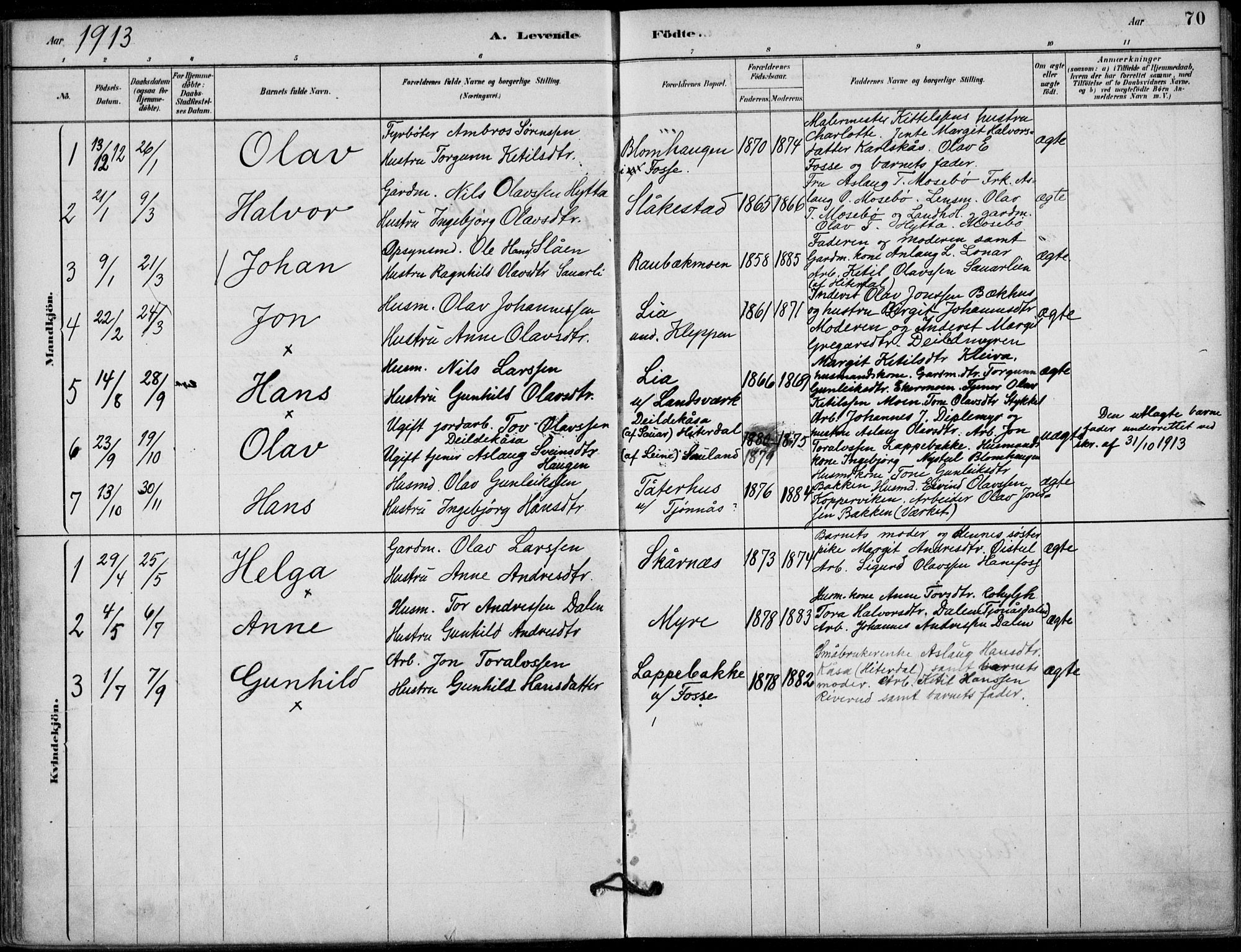 Hjartdal kirkebøker, SAKO/A-270/F/Fb/L0002: Parish register (official) no. II 2, 1880-1932, p. 70