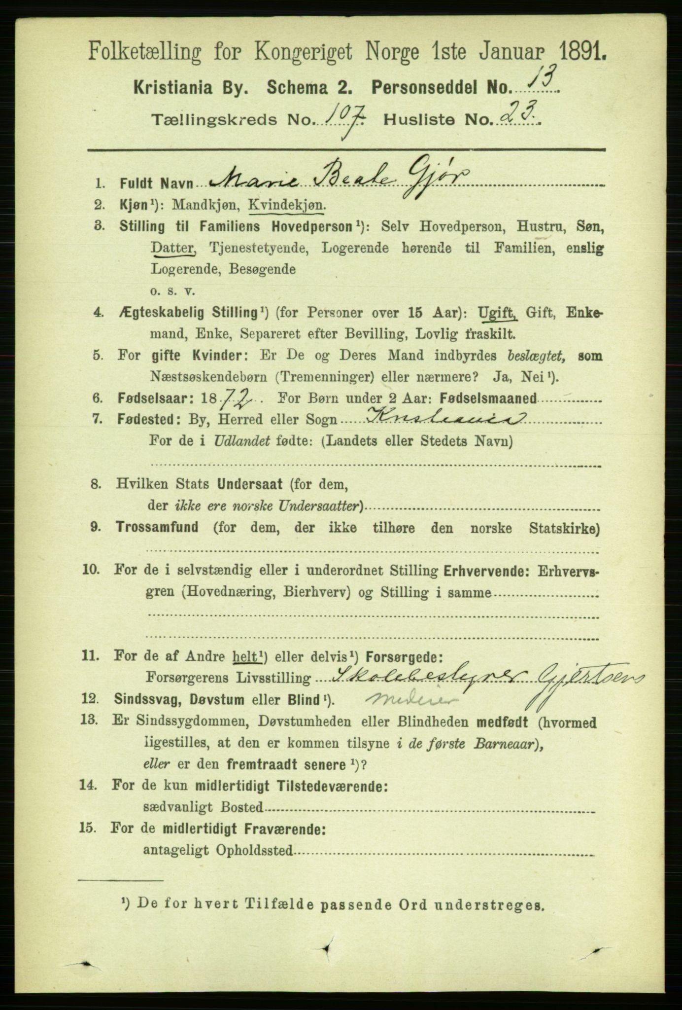 RA, 1891 census for 0301 Kristiania, 1891, p. 54992