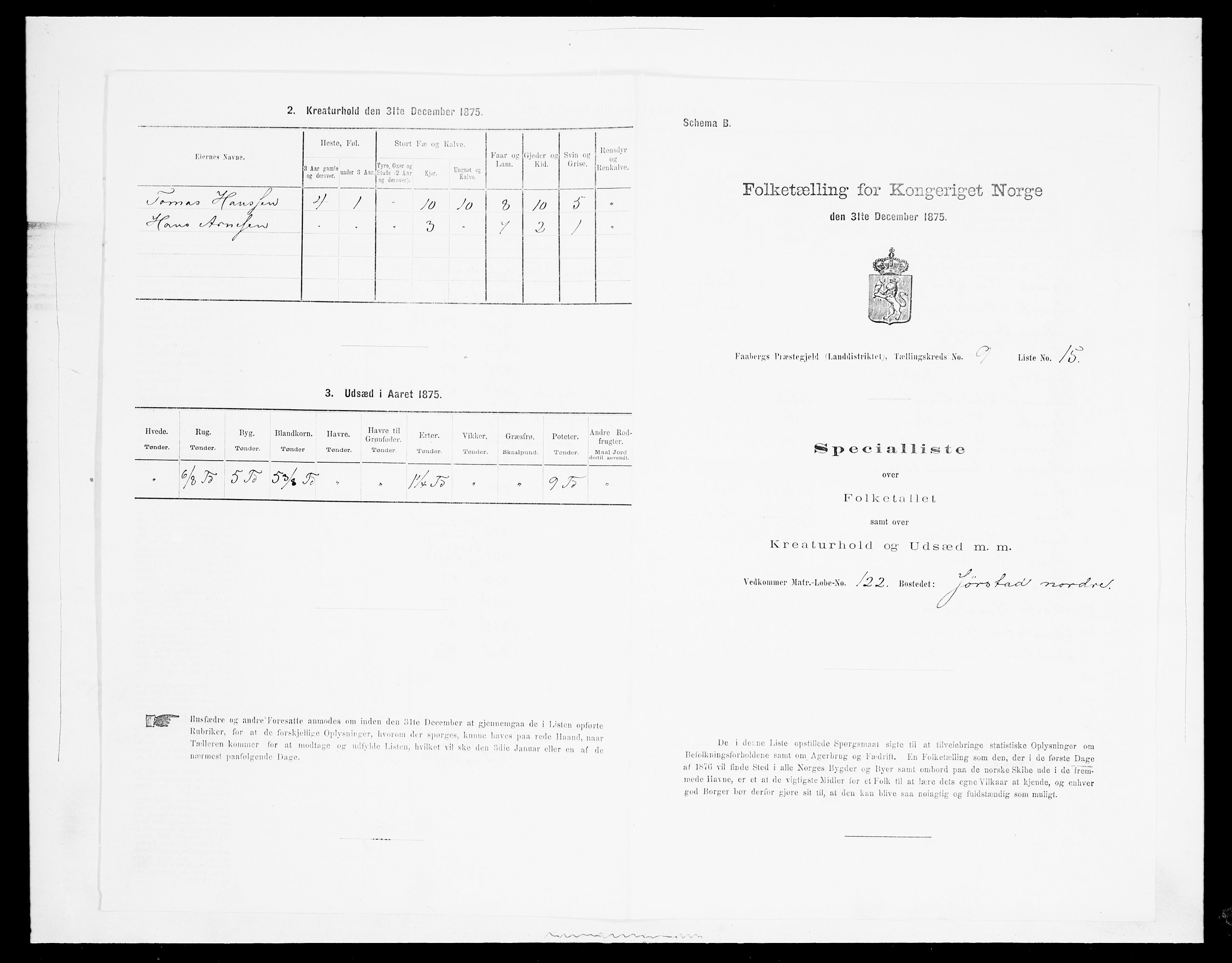 SAH, 1875 census for 0524L Fåberg/Fåberg og Lillehammer, 1875, p. 1136