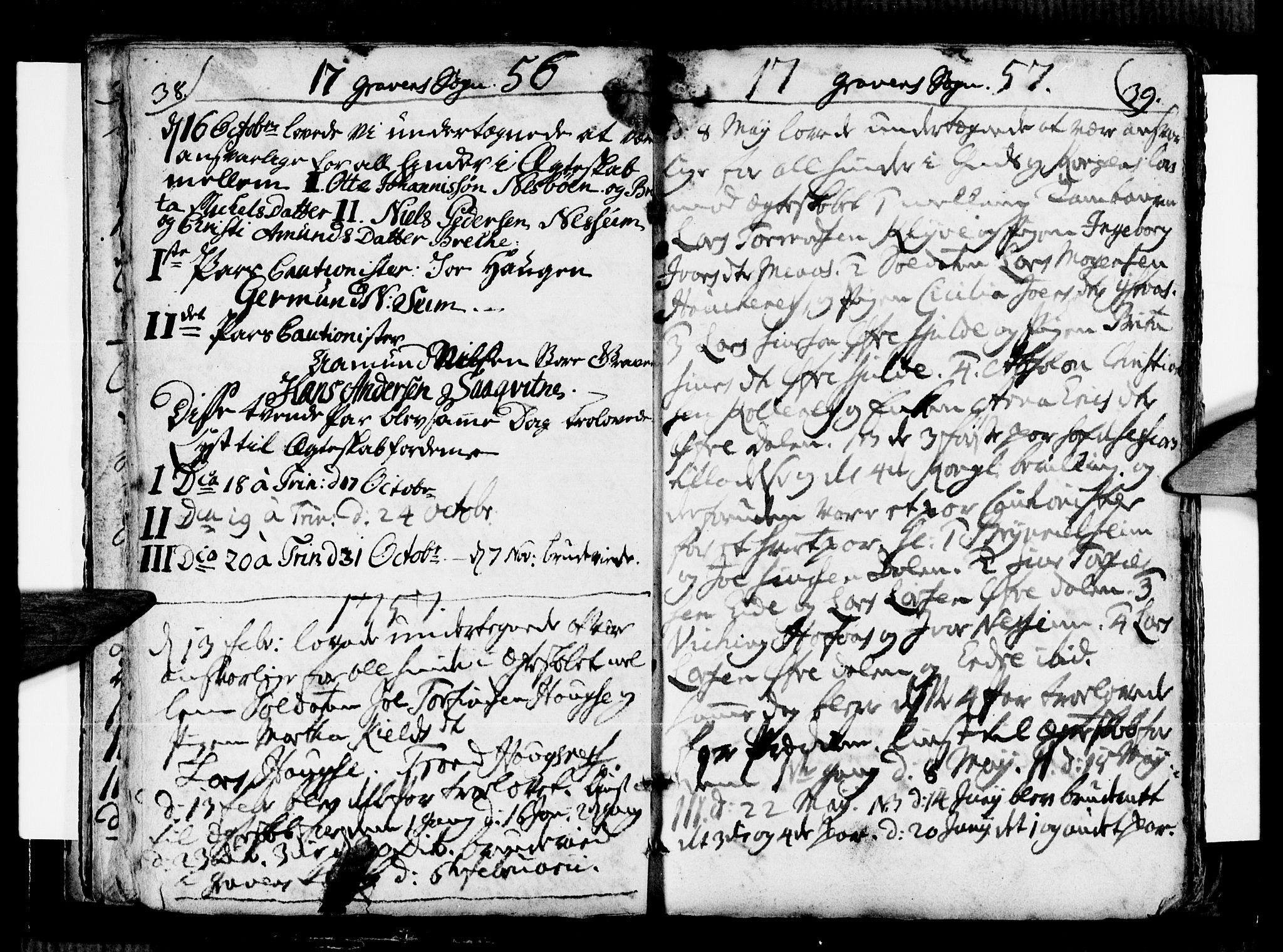 Ulvik sokneprestembete, SAB/A-78801/H/Haa: Parish register (official) no. A 9, 1743-1792, p. 38-39