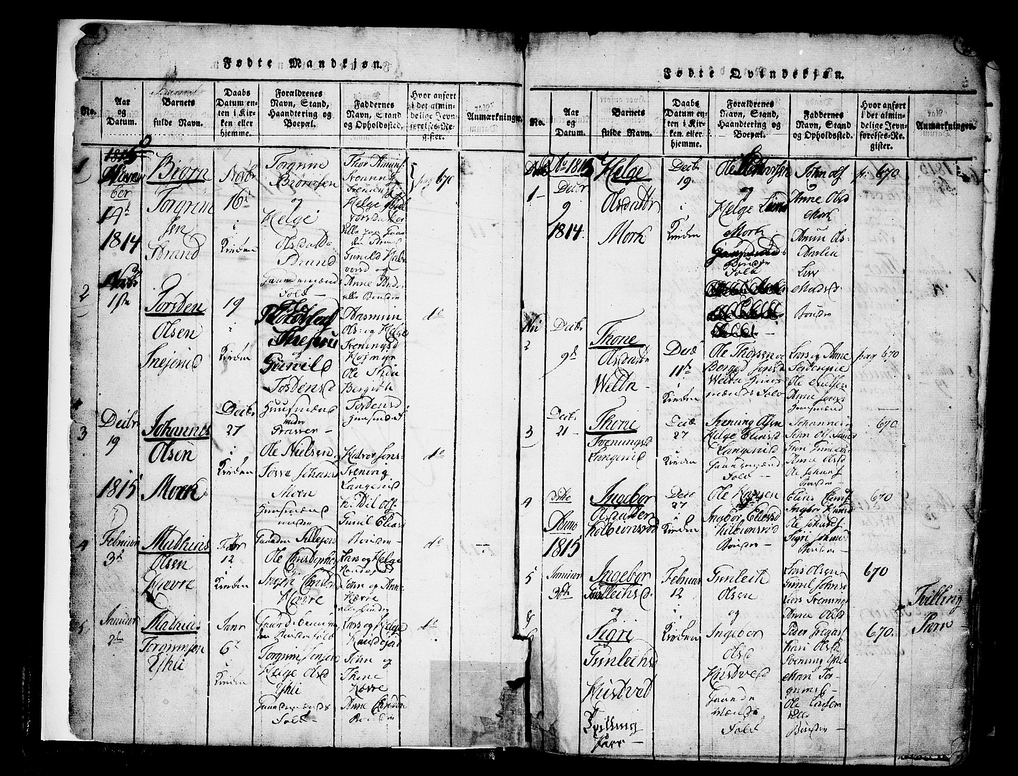 Heddal kirkebøker, SAKO/A-268/F/Fa/L0005: Parish register (official) no. I 5, 1814-1837, p. 3-4