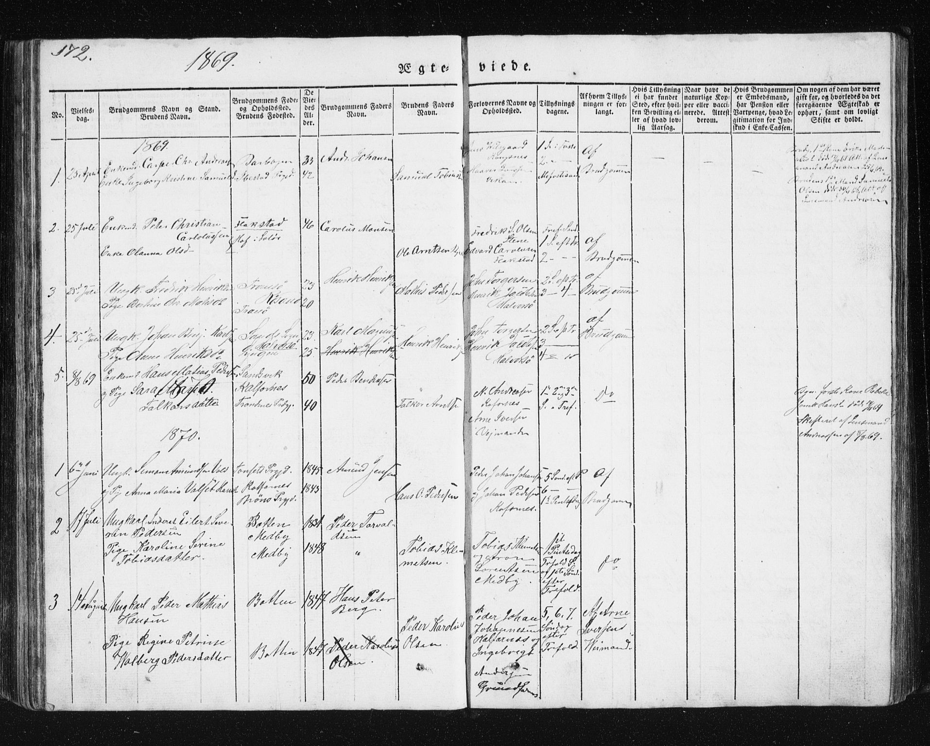 Berg sokneprestkontor, SATØ/S-1318/G/Ga/Gab/L0011klokker: Parish register (copy) no. 11, 1833-1878, p. 172
