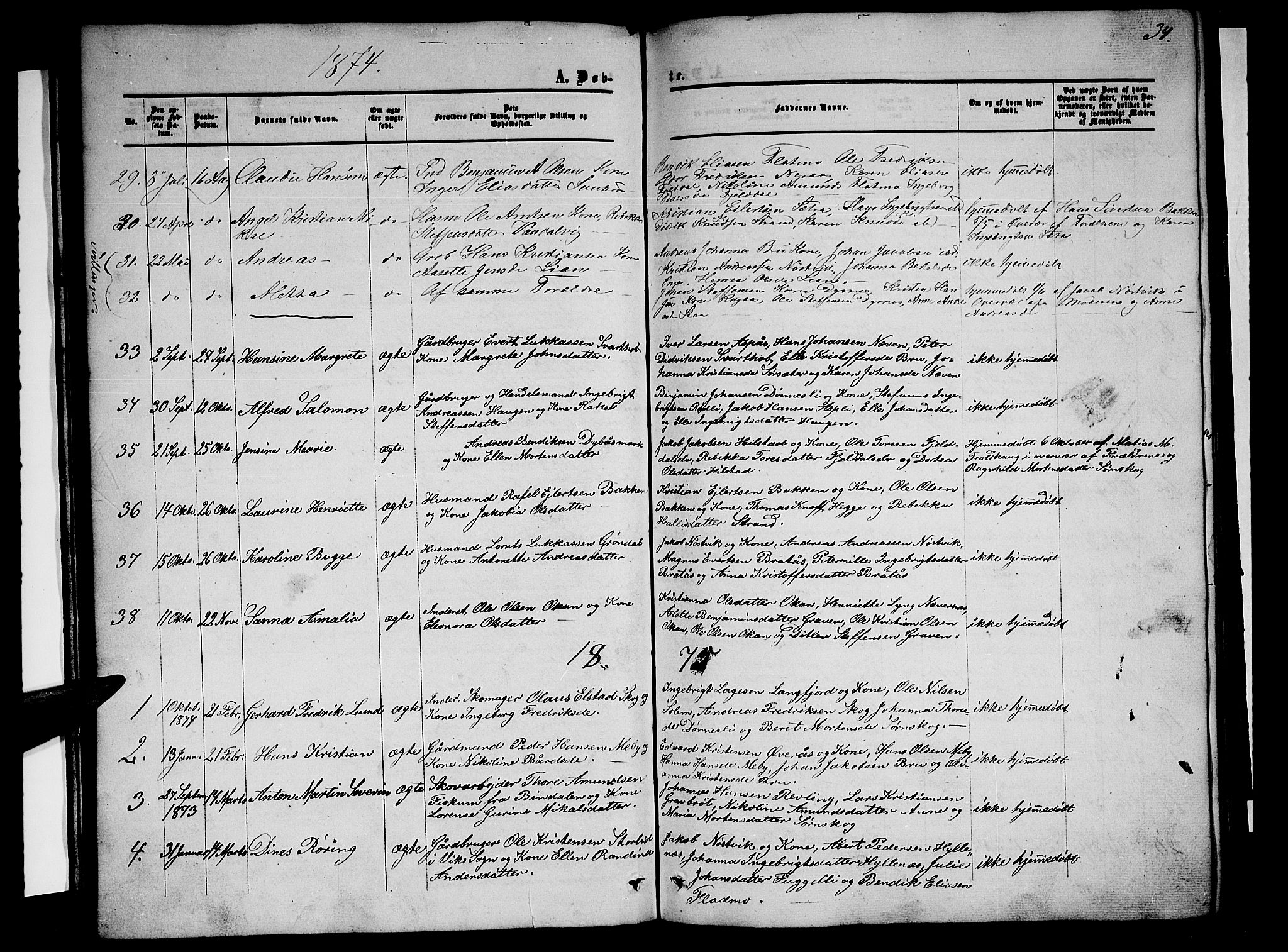 Ministerialprotokoller, klokkerbøker og fødselsregistre - Nordland, SAT/A-1459/814/L0229: Parish register (copy) no. 814C02, 1859-1883, p. 34