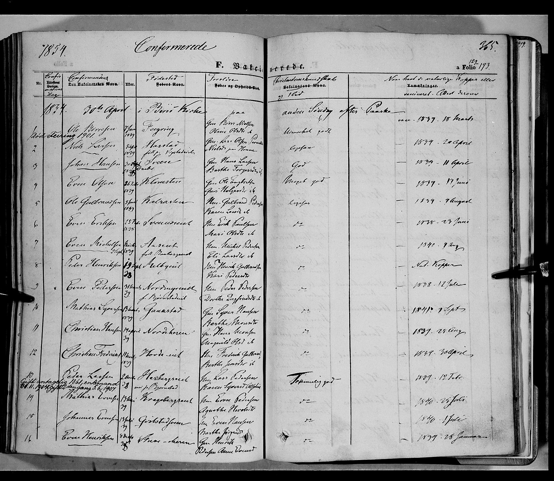 Biri prestekontor, SAH/PREST-096/H/Ha/Haa/L0005: Parish register (official) no. 5, 1843-1854, p. 365