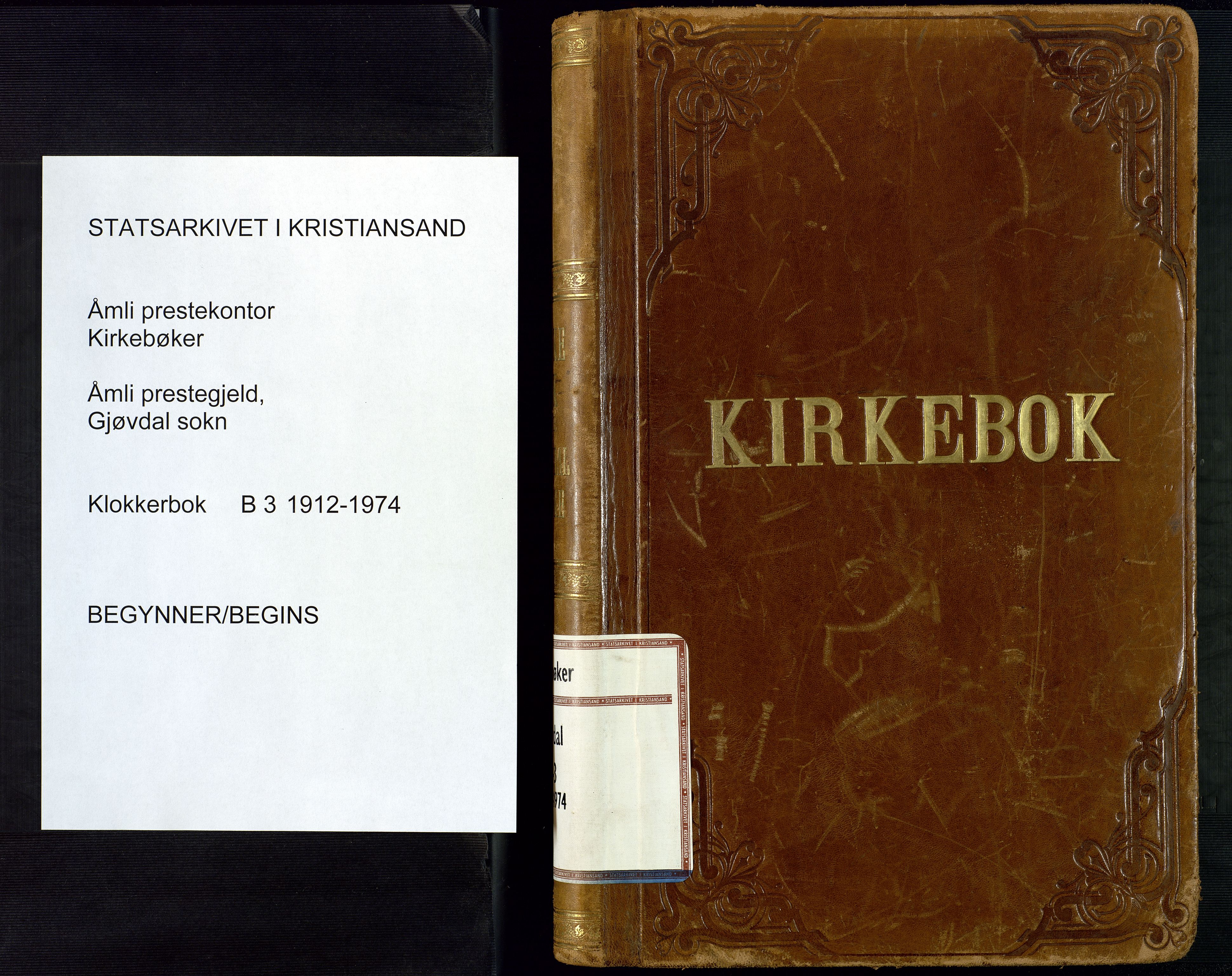 Åmli sokneprestkontor, AV/SAK-1111-0050/F/Fb/Fba/L0003: Parish register (copy) no. B 3, 1912-1974