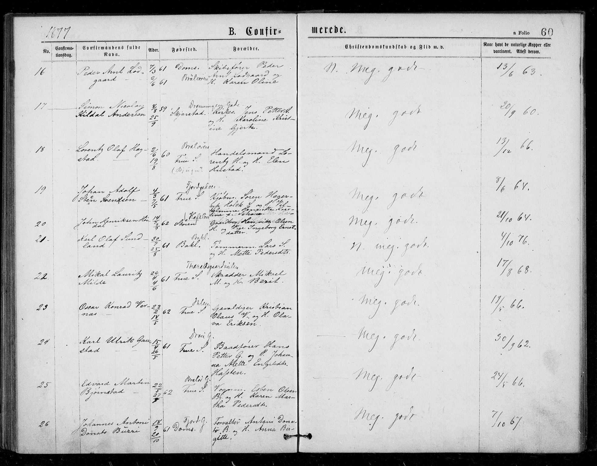 Ministerialprotokoller, klokkerbøker og fødselsregistre - Sør-Trøndelag, AV/SAT-A-1456/602/L0121: Parish register (official) no. 602A19, 1872-1879, p. 60