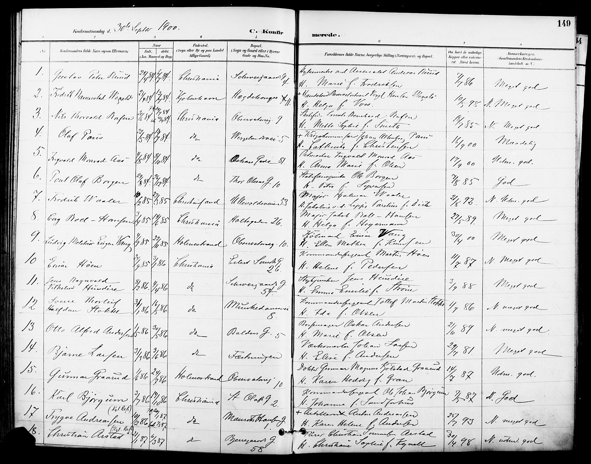 Garnisonsmenigheten Kirkebøker, AV/SAO-A-10846/F/Fa/L0013: Parish register (official) no. 13, 1894-1904, p. 149