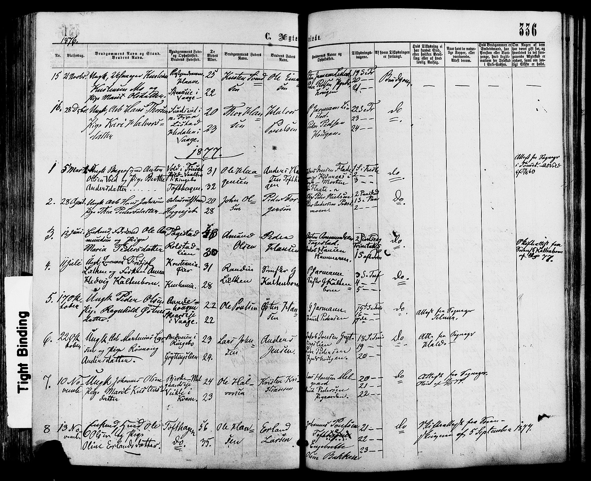 Sør-Fron prestekontor, SAH/PREST-010/H/Ha/Haa/L0002: Parish register (official) no. 2, 1864-1880, p. 336