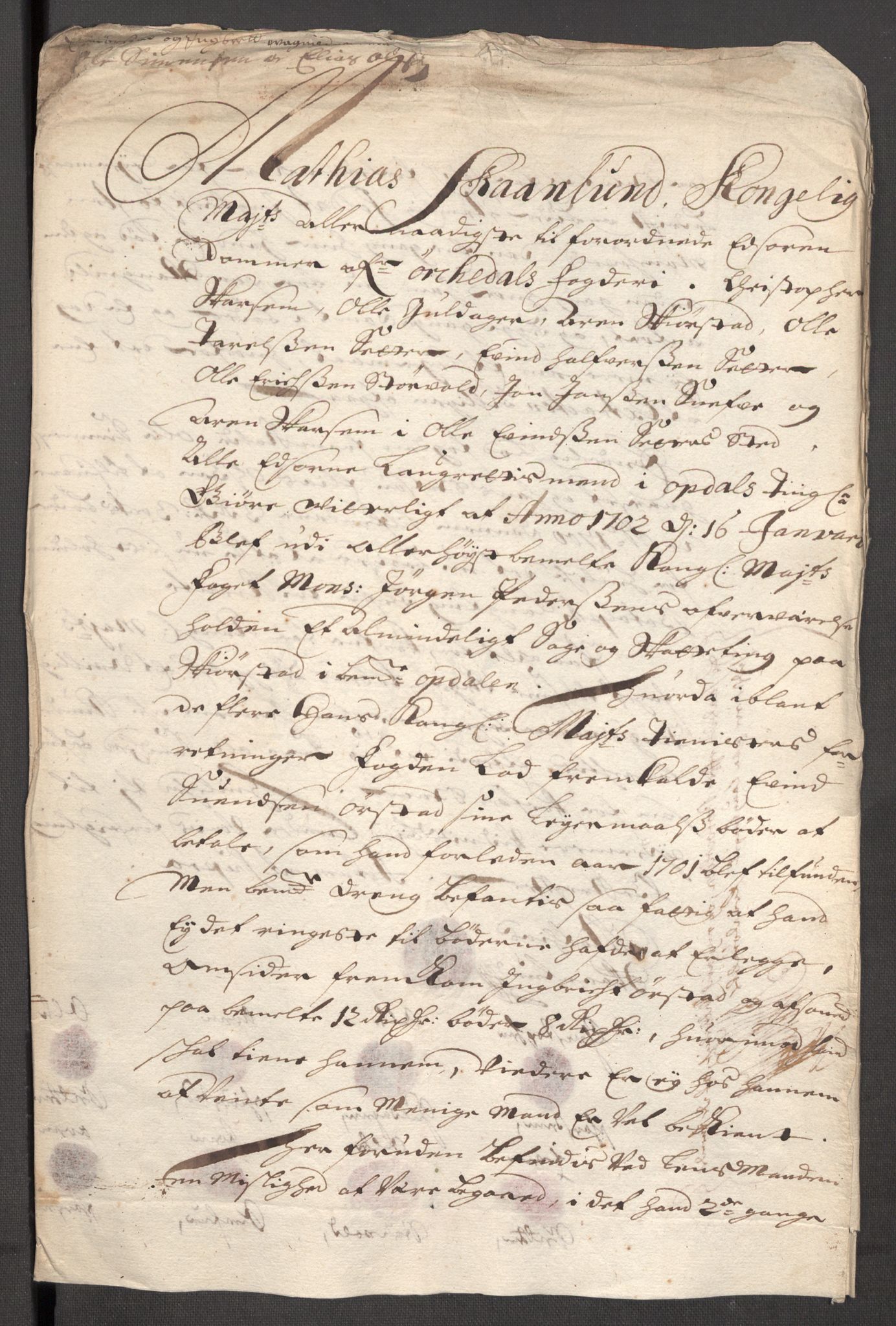 Rentekammeret inntil 1814, Reviderte regnskaper, Fogderegnskap, AV/RA-EA-4092/R60/L3951: Fogderegnskap Orkdal og Gauldal, 1701, p. 201