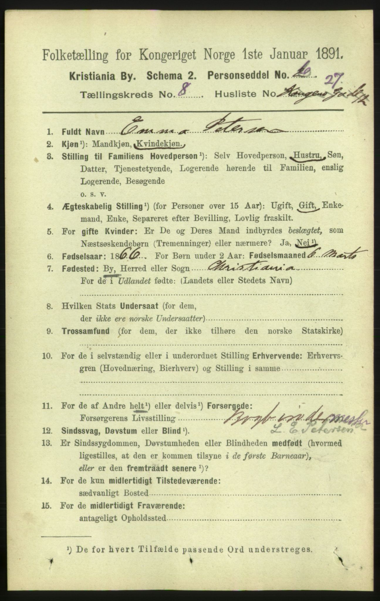 RA, 1891 census for 0301 Kristiania, 1891, p. 3940