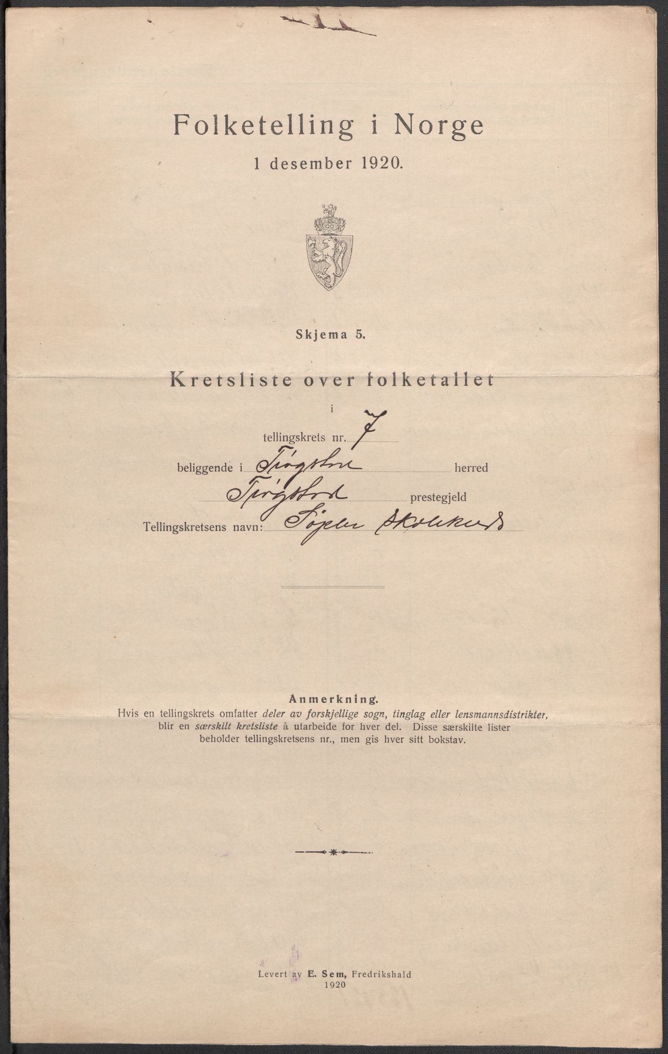 SAO, 1920 census for Trøgstad, 1920, p. 26