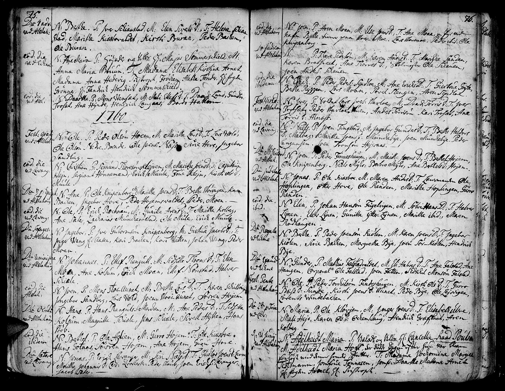 Ministerialprotokoller, klokkerbøker og fødselsregistre - Nord-Trøndelag, SAT/A-1458/717/L0141: Parish register (official) no. 717A01, 1747-1803, p. 75-76