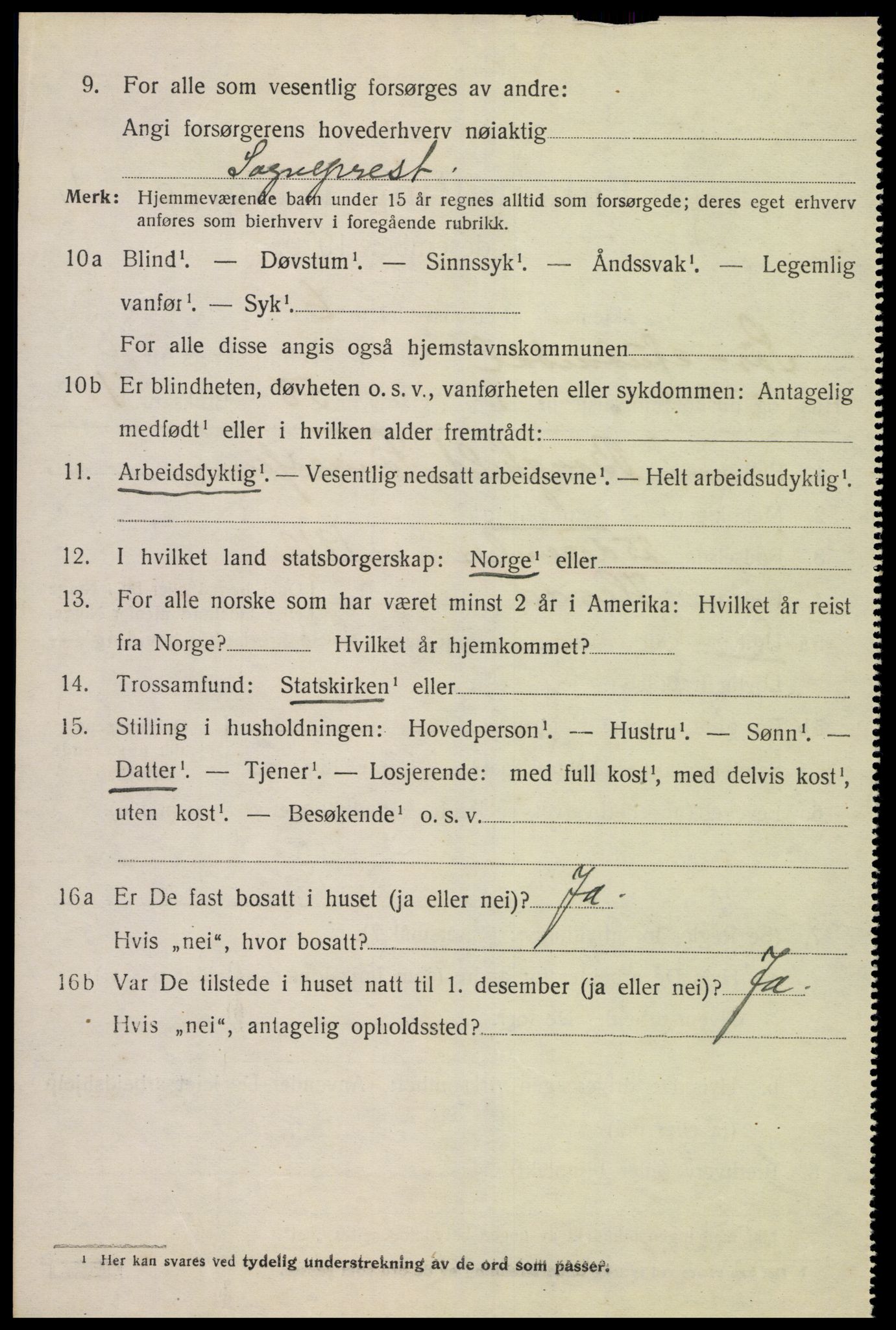 SAK, 1920 census for Sør-Audnedal, 1920, p. 3190