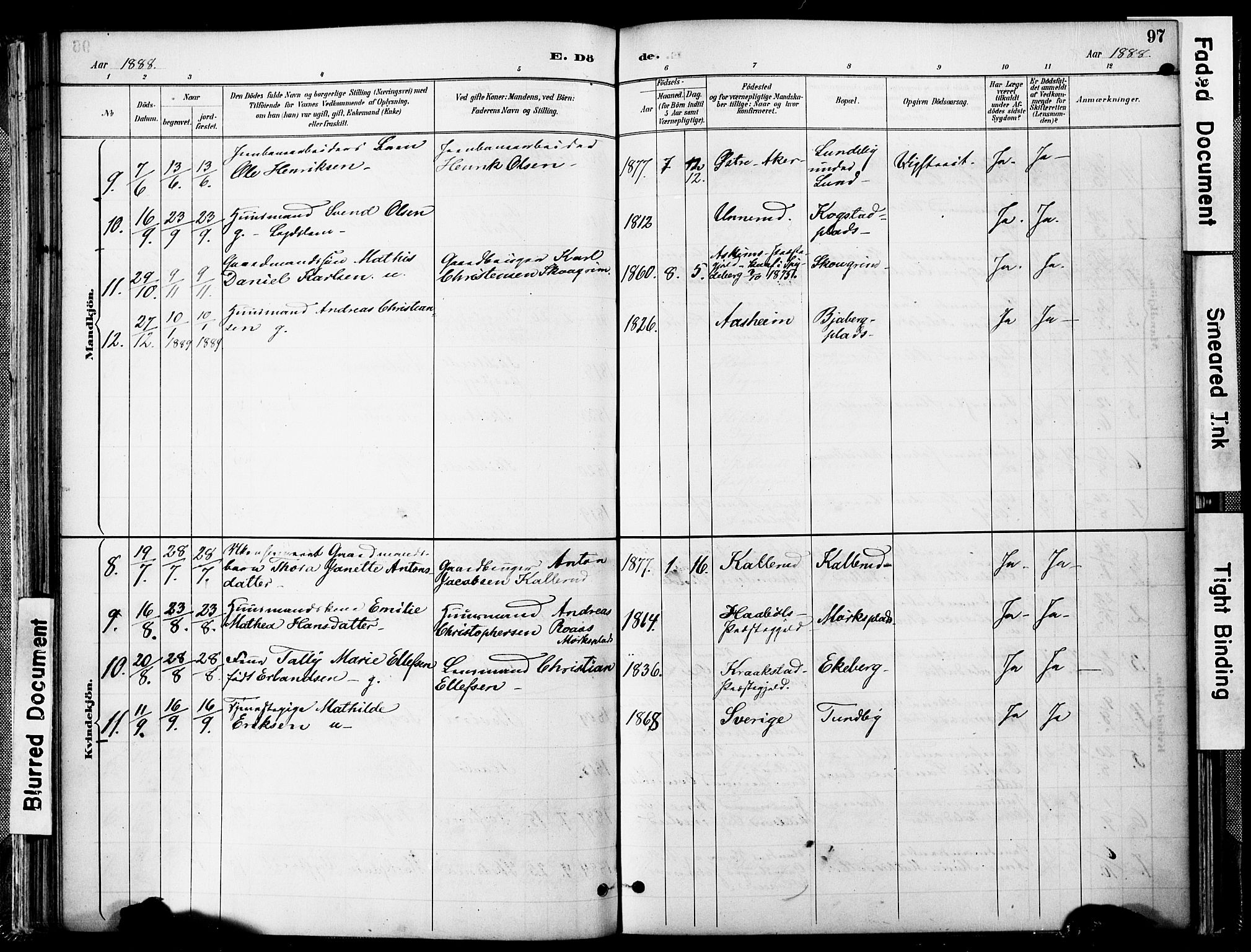 Spydeberg prestekontor Kirkebøker, AV/SAO-A-10924/F/Fa/L0008: Parish register (official) no. I 8, 1886-1900, p. 97