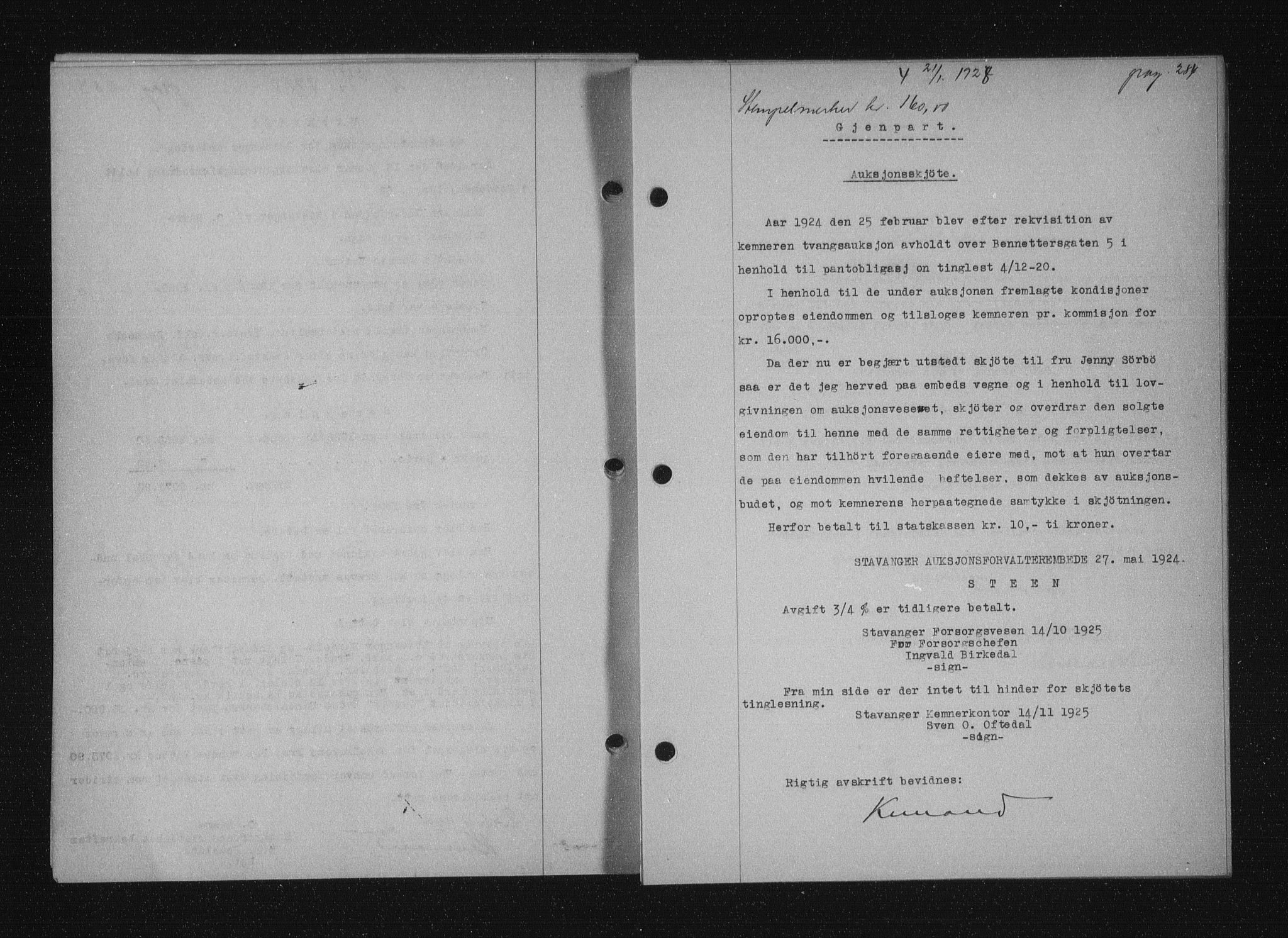 Stavanger byfogd, SAST/A-101408/001/4/41/410/410BB/L0053: Mortgage book no. 41, 1927-1928, Deed date: 21.01.1928