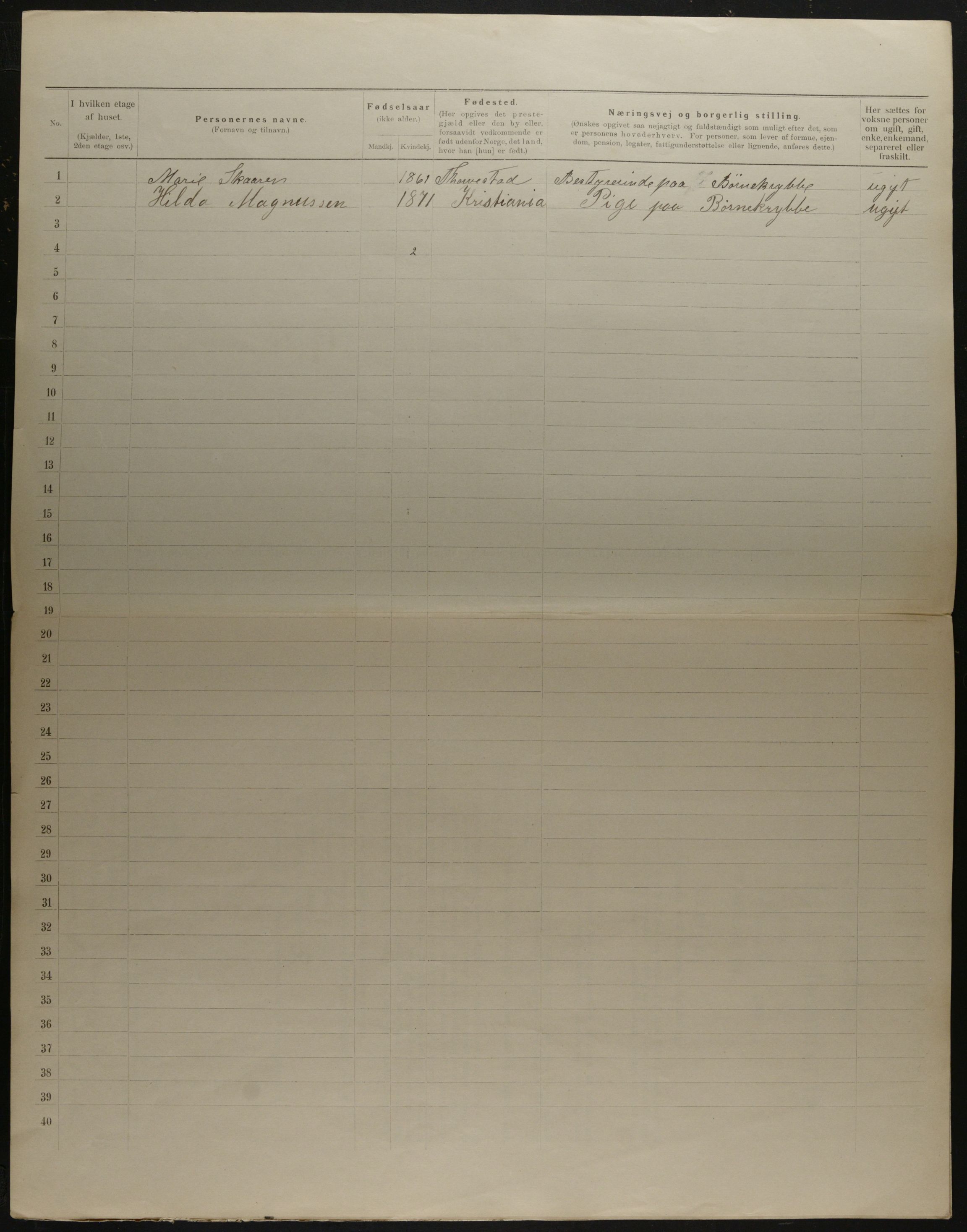 OBA, Municipal Census 1901 for Kristiania, 1901, p. 18233