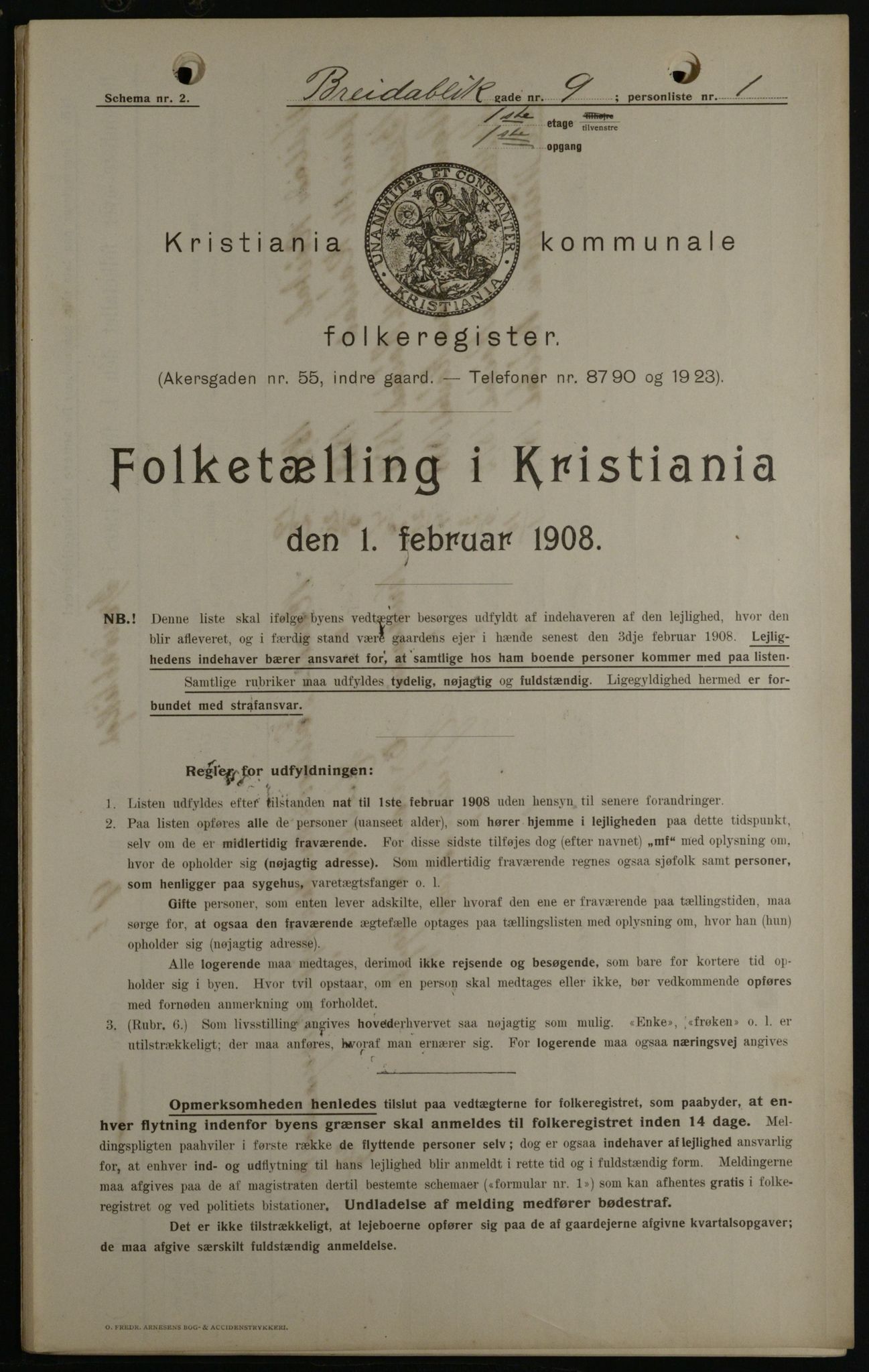 OBA, Municipal Census 1908 for Kristiania, 1908, p. 7864