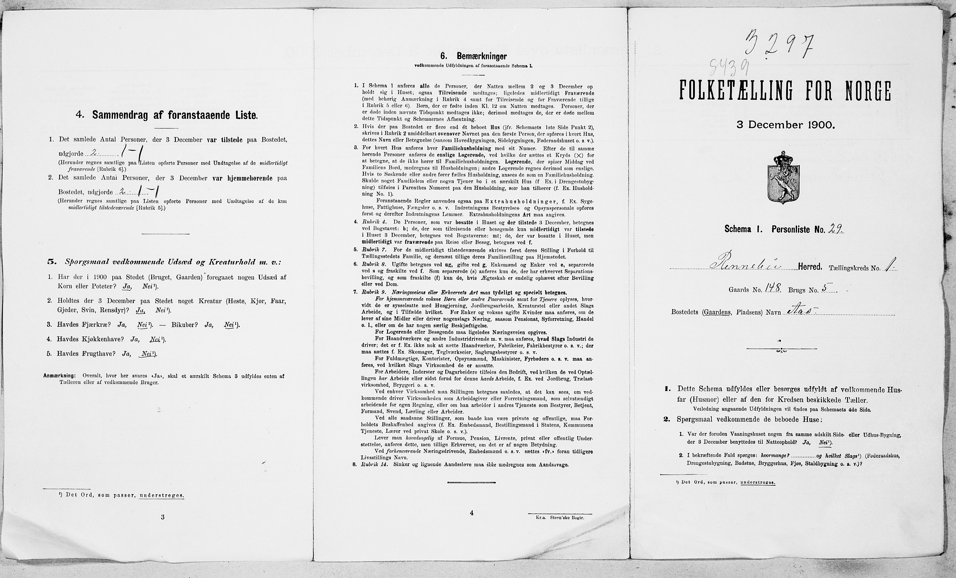 SAT, 1900 census for Rennebu, 1900, p. 16