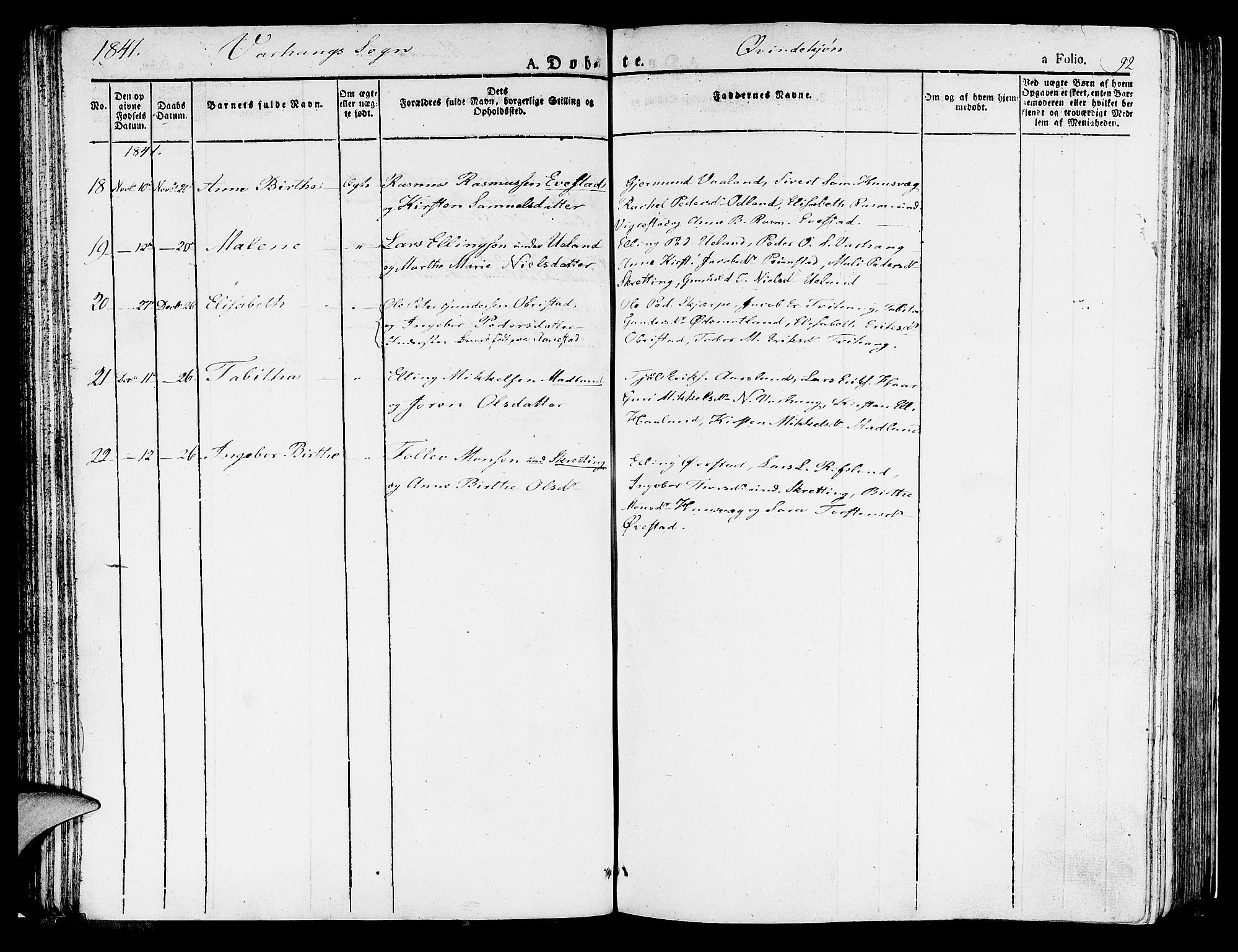 Hå sokneprestkontor, AV/SAST-A-101801/001/30BA/L0004: Parish register (official) no. A 4.1 /2, 1826-1841, p. 92